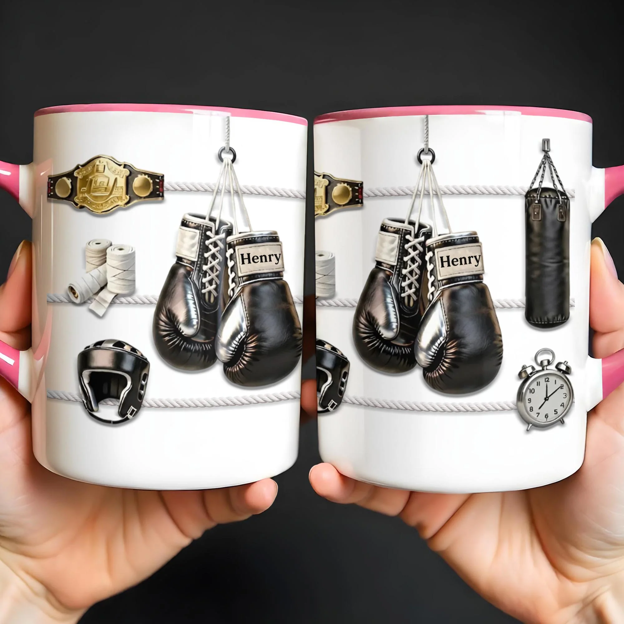 Keep Fighting For Your Dreams Boxing Gloves And Championship Belt - Personalized Custom Accent Mug - HOB104_AMUG - Image 6