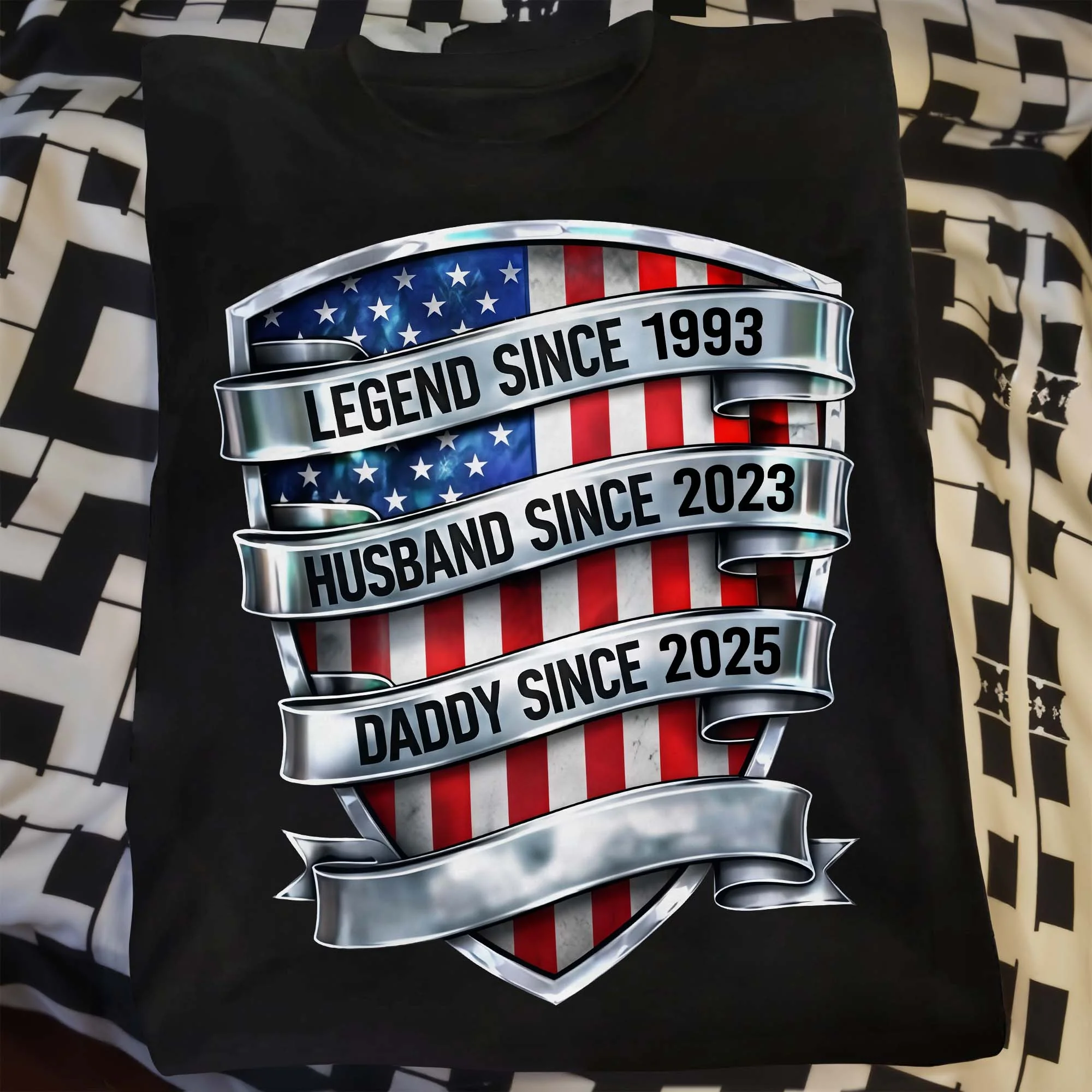 Legend Since Husband Daddy Grandpa Since USA Flag Shield - Personalized Custom Unisex T-shirt, Hoodie - DAD307_BBAS - Image 5