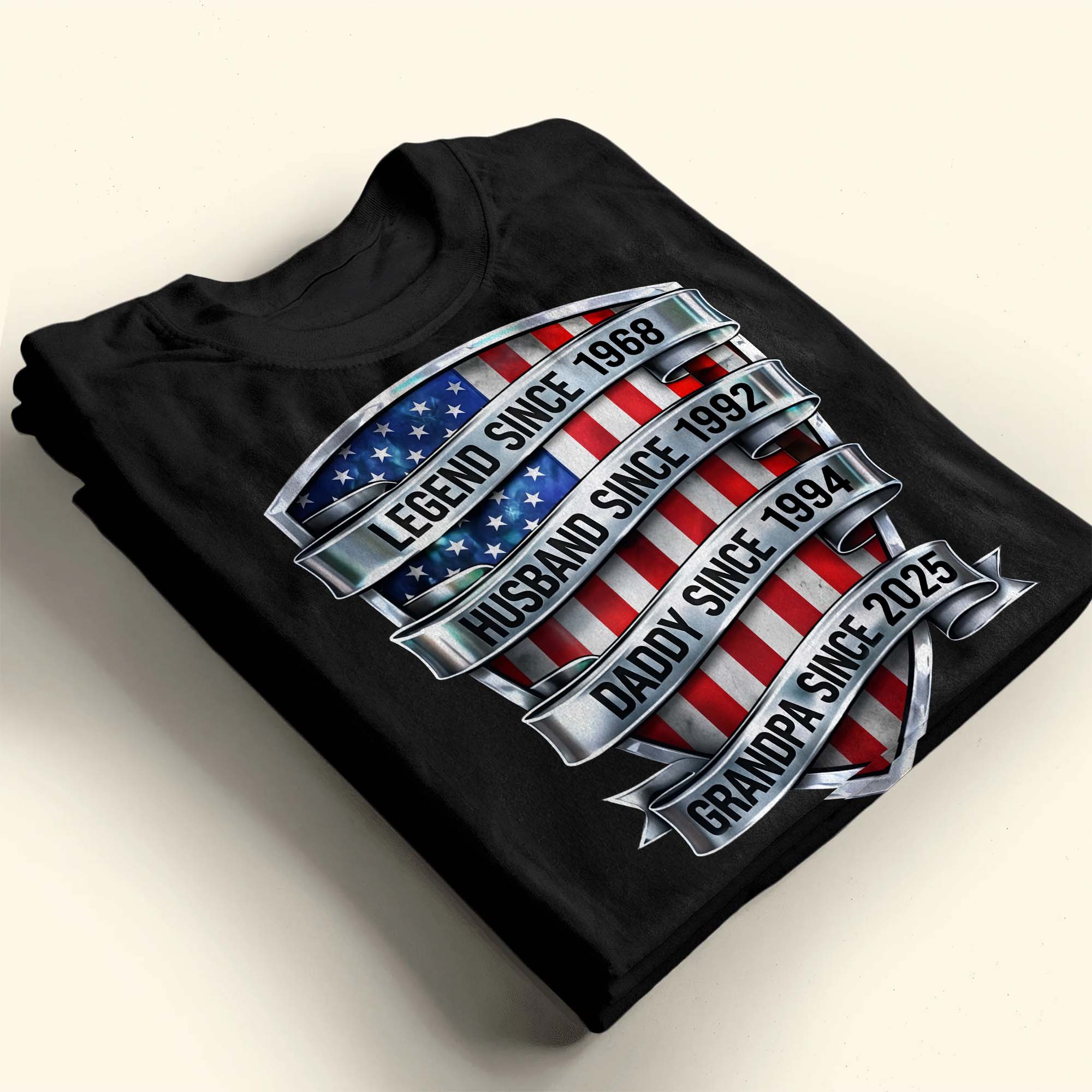 Legend Since Husband Daddy Grandpa Since USA Flag Shield - Personalized Custom Unisex T-shirt, Hoodie - DAD307_BBAS - Image 6