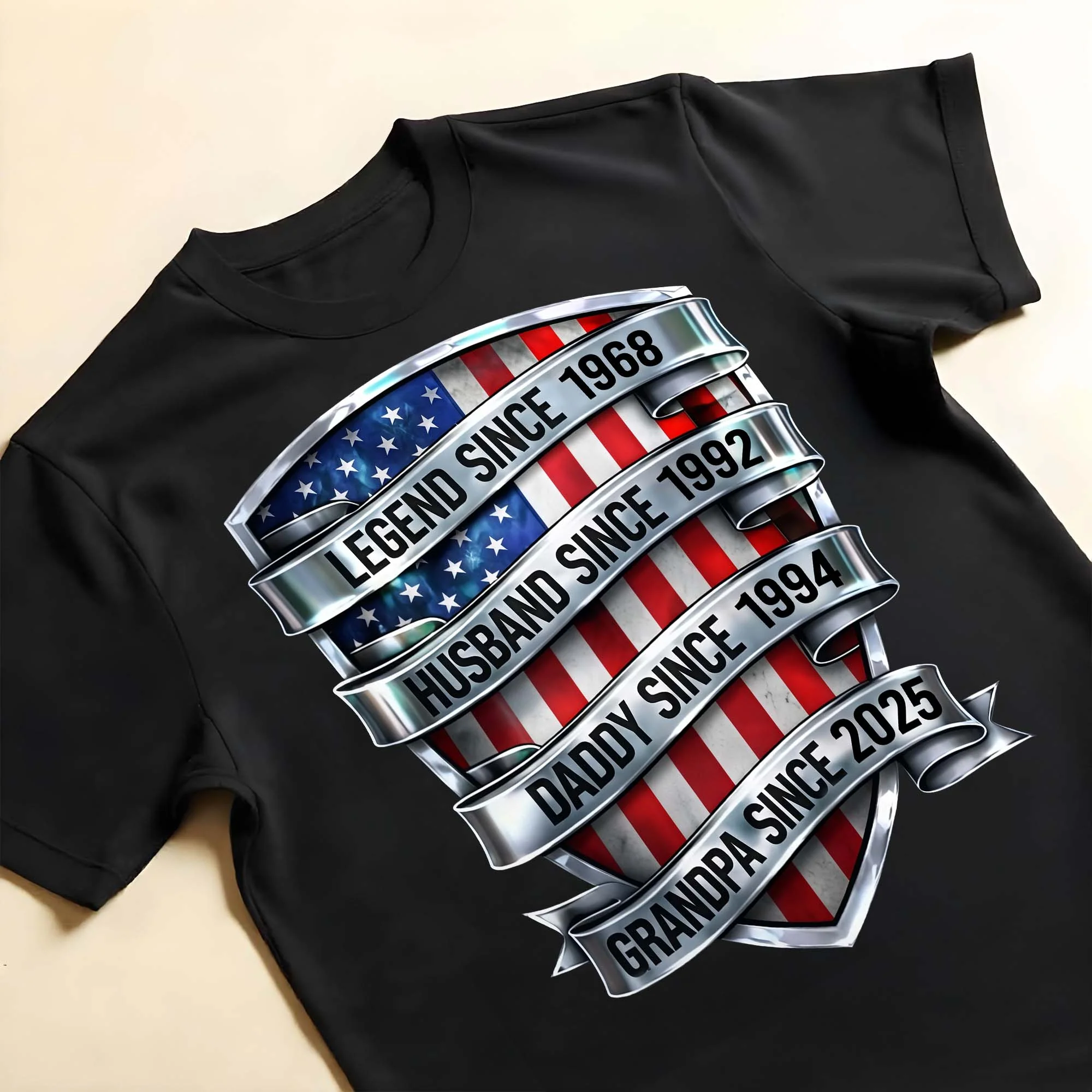 Legend Since Husband Daddy Grandpa Since USA Flag Shield - Personalized Custom Unisex T-shirt, Hoodie - DAD307_BBAS - Image 7