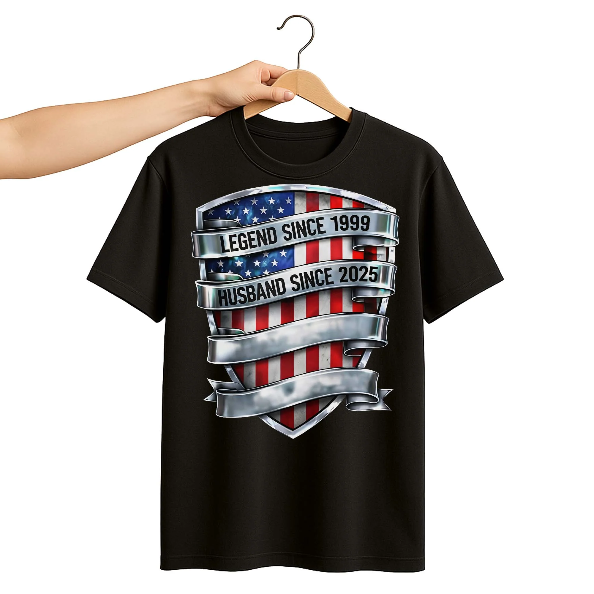 Legend Since Husband Daddy Grandpa Since USA Flag Shield - Personalized Custom Unisex T-shirt, Hoodie - DAD307_BBAS - Image 9