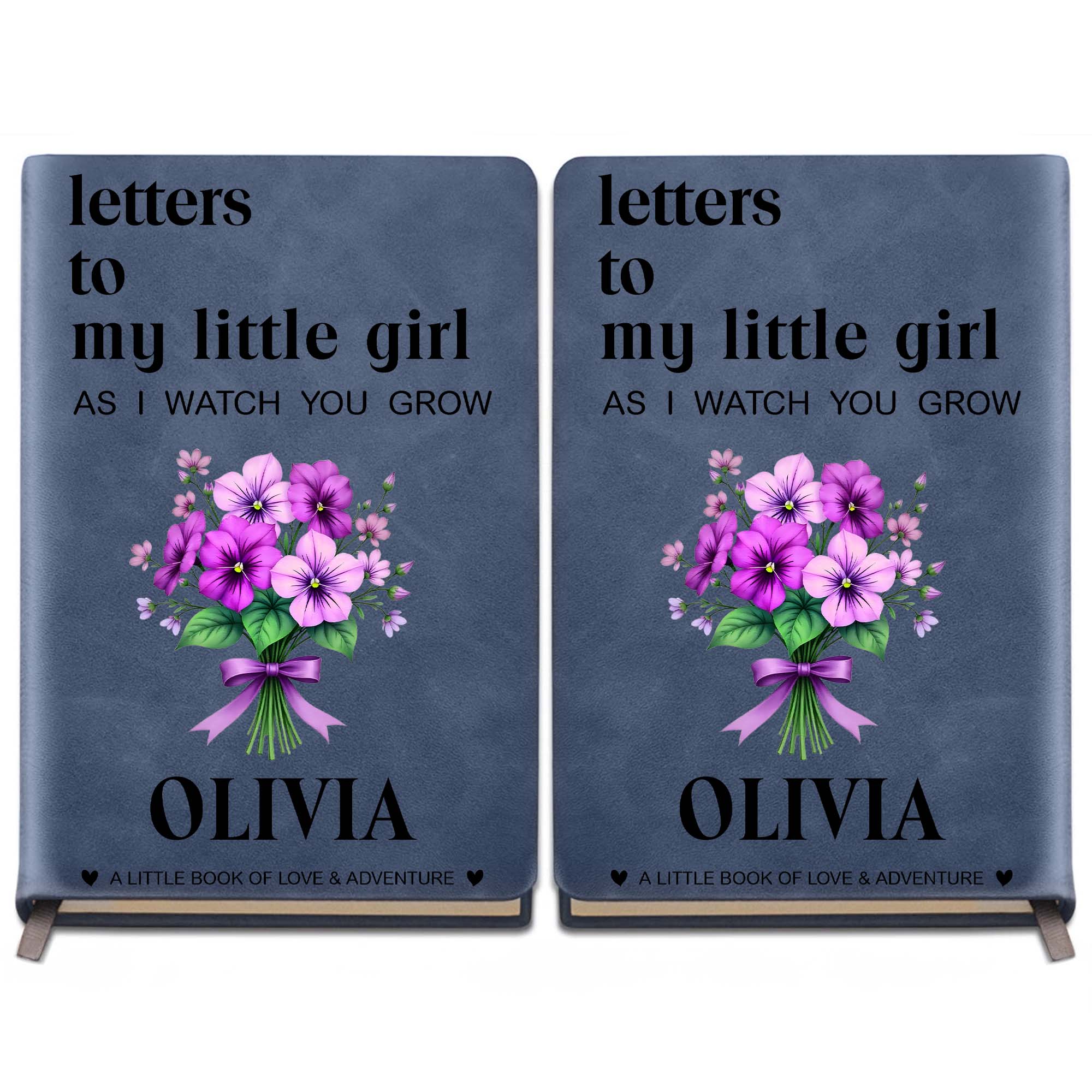 Letters To My Little Girl As I Watch You Grow Flower Bouquet - Personalized Leather Journal - KID513_LEJO - Image 11