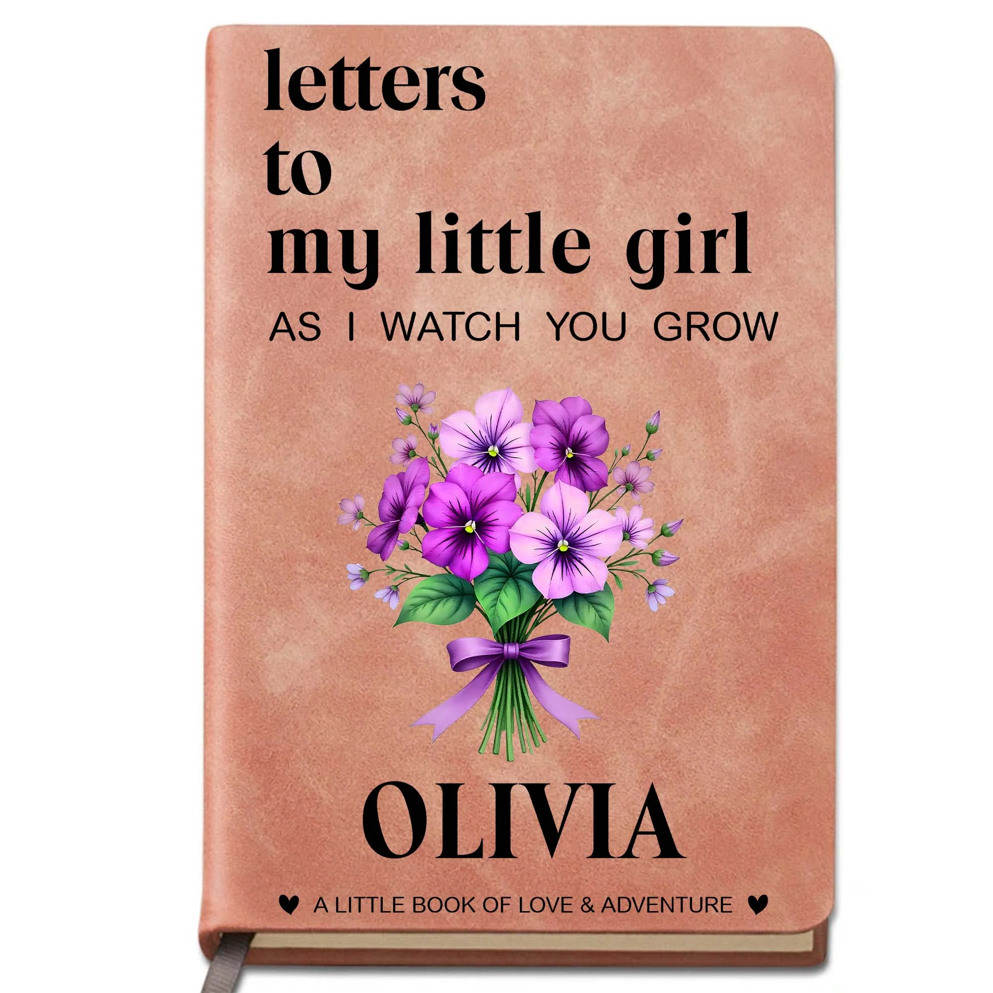 Letters To My Little Girl As I Watch You Grow Flower Bouquet - Personalized Leather Journal - KID513_LEJO - Image 12