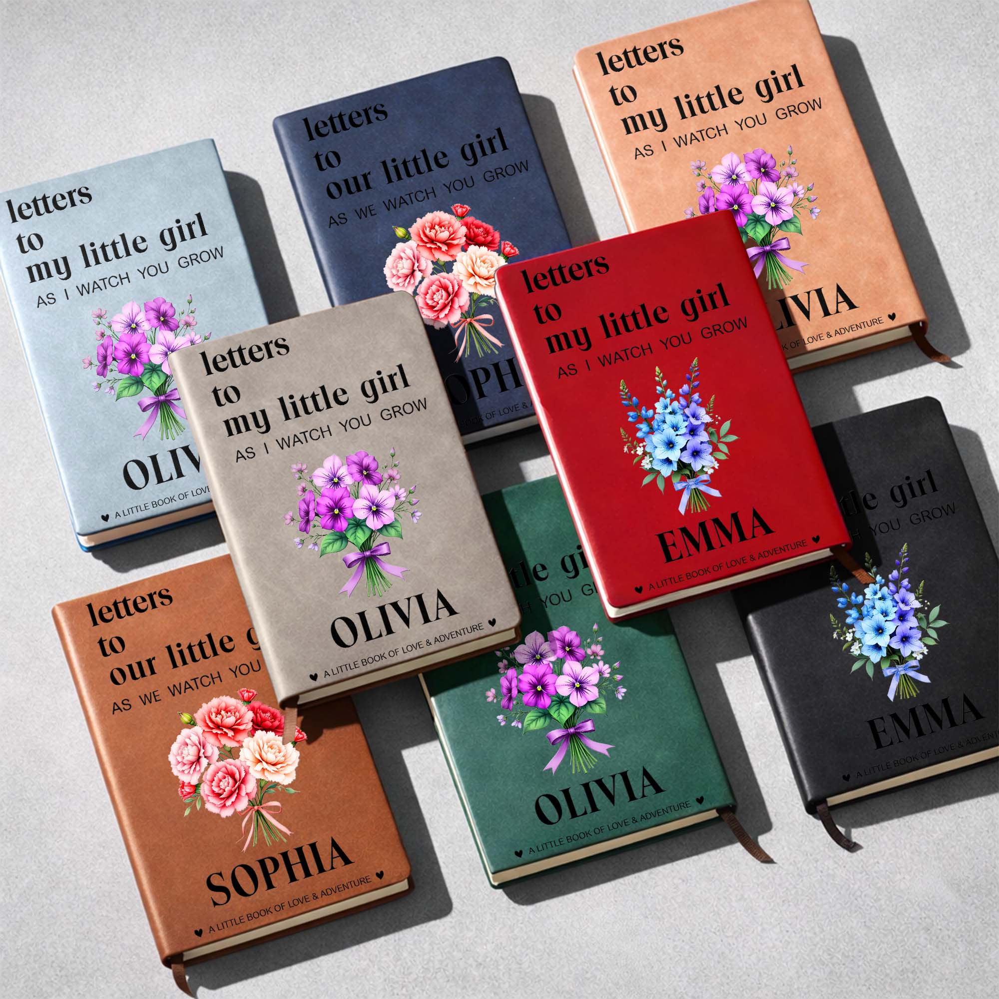 Letters To My Little Girl As I Watch You Grow Flower Bouquet - Personalized Leather Journal - KID513_LEJO - Image 6