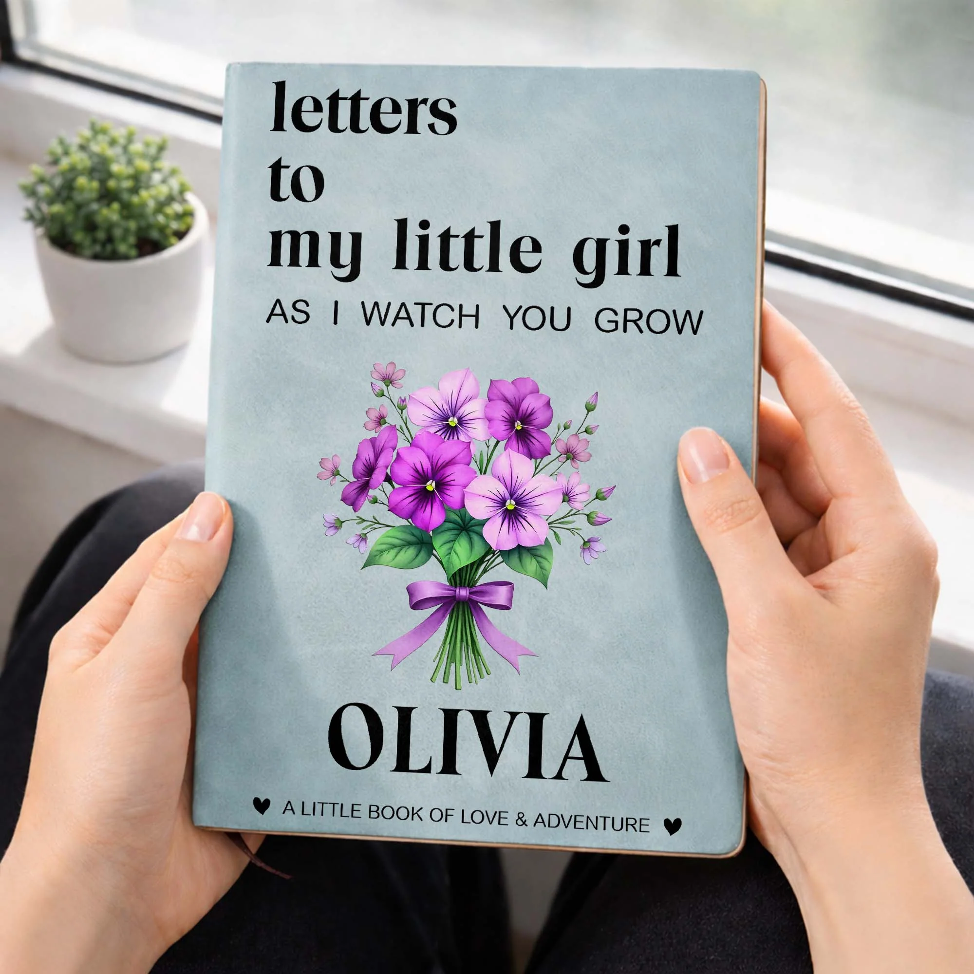Letters To My Little Girl As I Watch You Grow Flower Bouquet - Personalized Leather Journal - KID513_LEJO - Image 8
