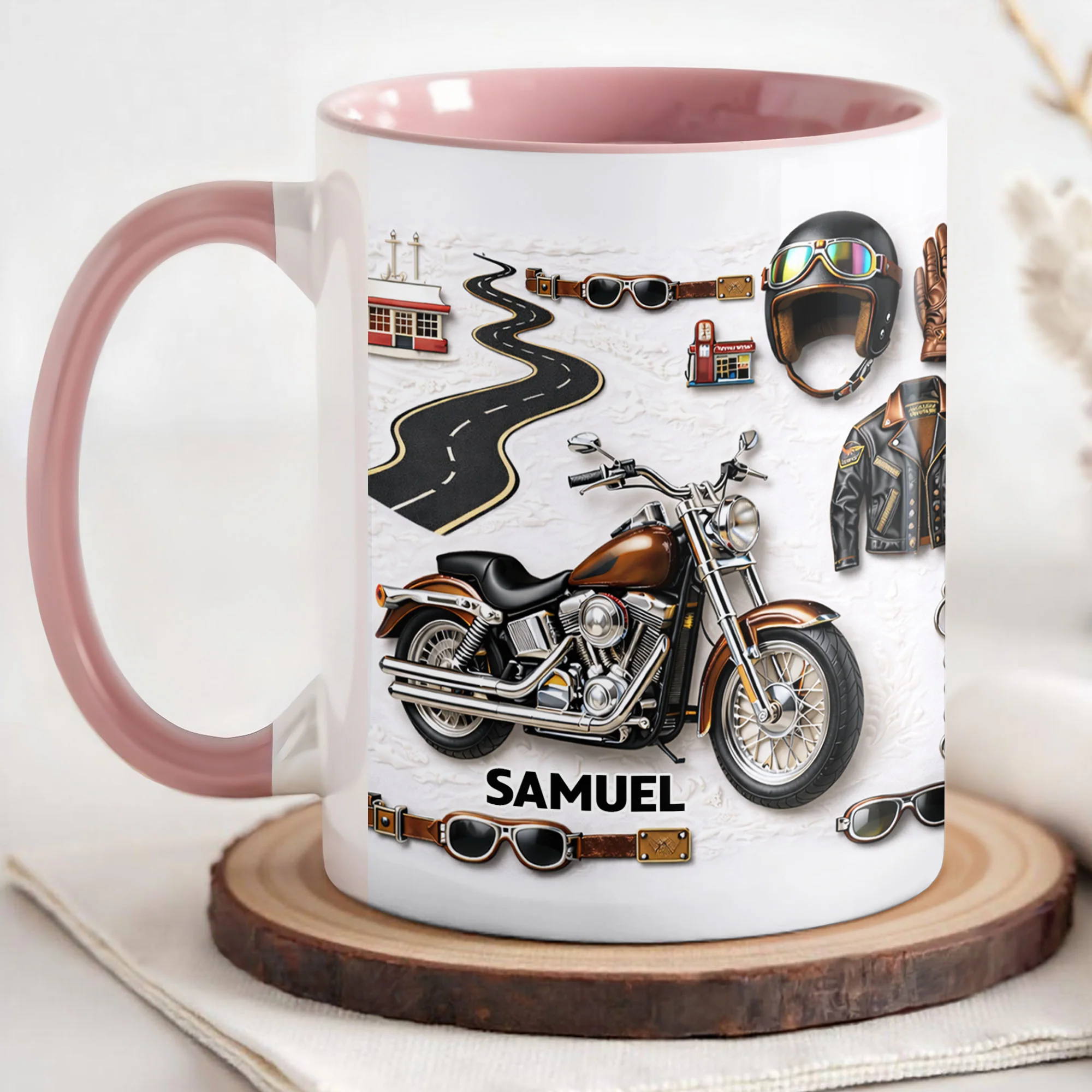 Life Is A Beautiful Ride Personalized Motorcycle With Helmet And Jacket - Personalized Custom Accent Mug - HOB145_AMUG - Image 7