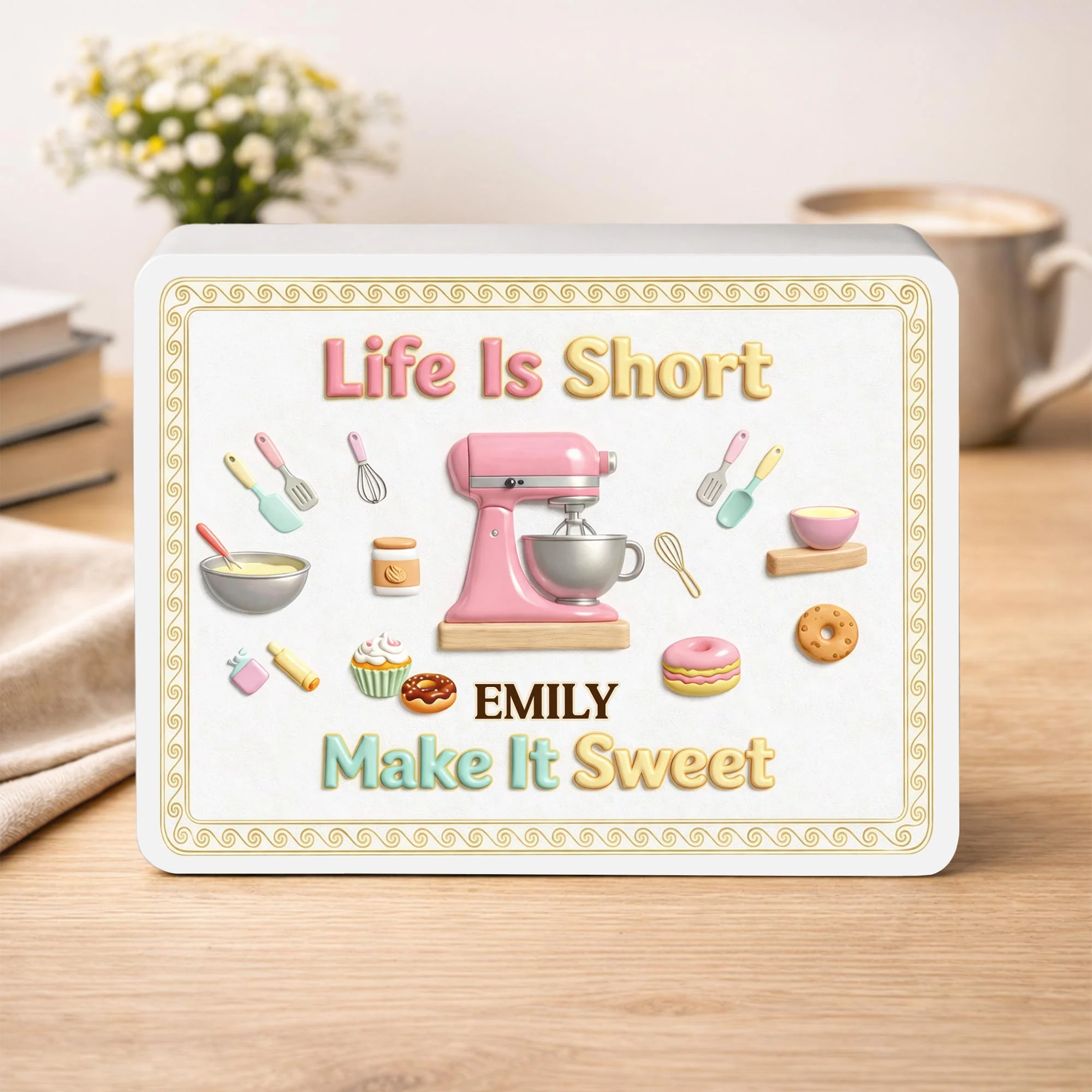 Life Is Short Make It Sweet Baker Stand Mixer And Kitchen Utensils - Personalized Cookie Tin Box - BAKE002_CTBOX - Image 8