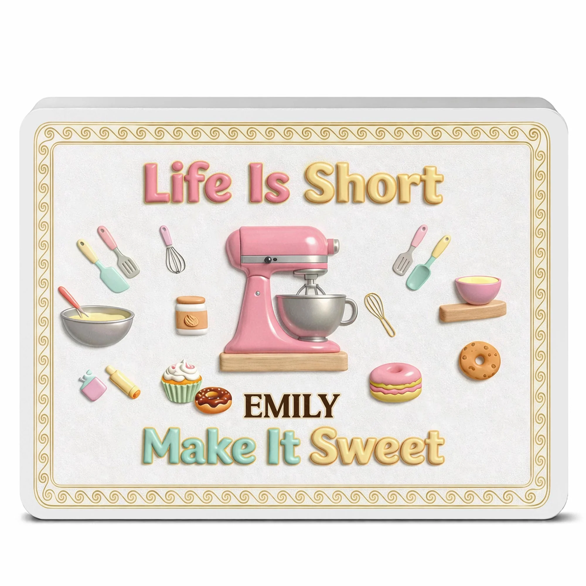 Life Is Short Make It Sweet Baker Stand Mixer And Kitchen Utensils - Personalized Cookie Tin Box - BAKE002_CTBOX - Image 9