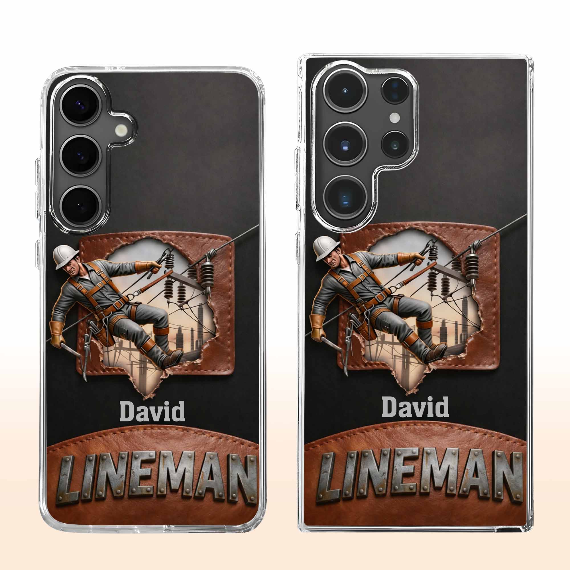Lineman Utility Worker Working On Power Lines - Personalized Clear Phone Case - JBS132_PHC - Image 10