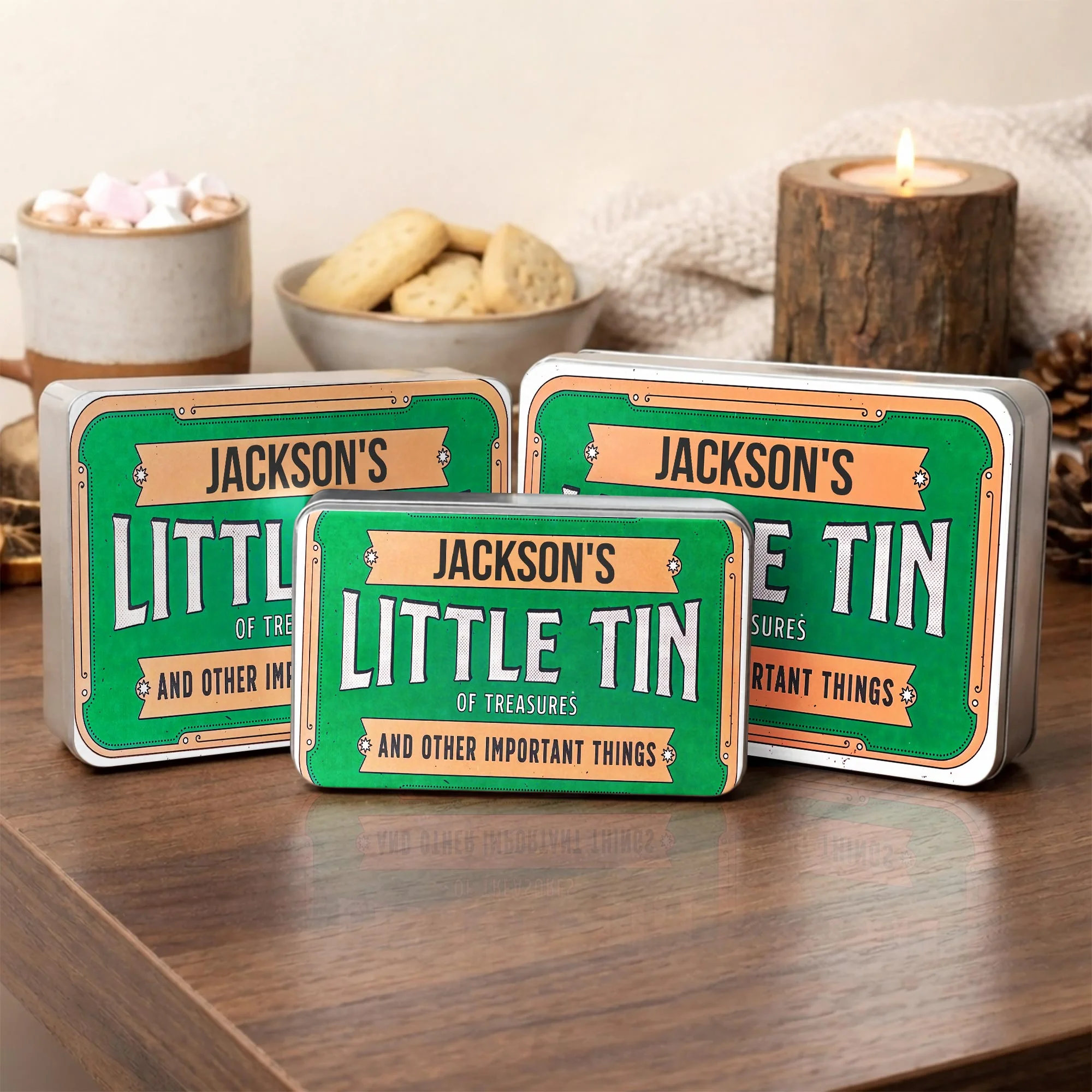 Little Tin Of Treasures And Other Important Things Vintage Frame Design - Personalized Cookie Tin Box - KID454_CTBOX - Image 4