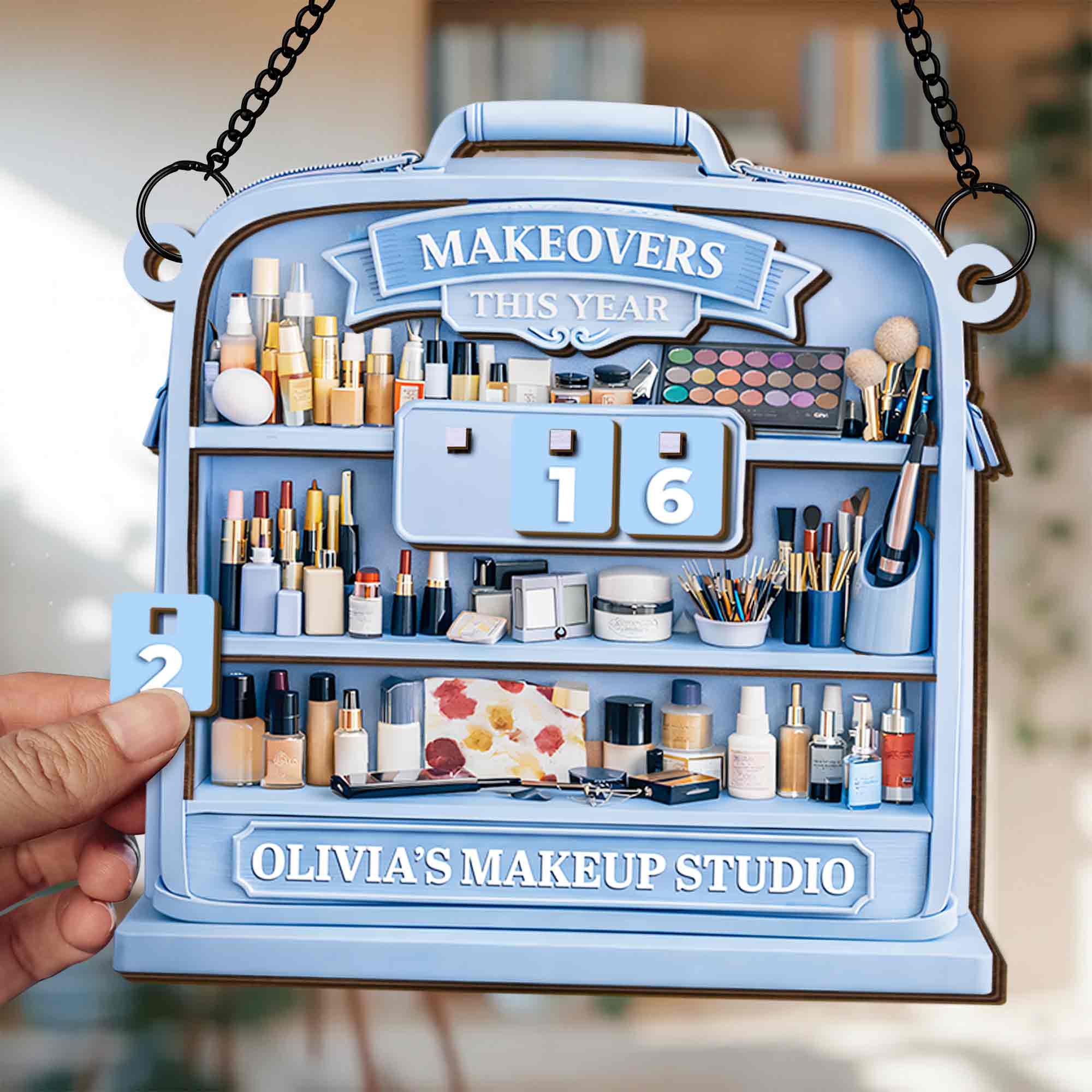 Makeovers This Year Makeup Studio Personalized Vanity Shelf With Cosmetic Brushes - Personalized Custom Tracker Sign - JBS159_TRASIG - Image 3