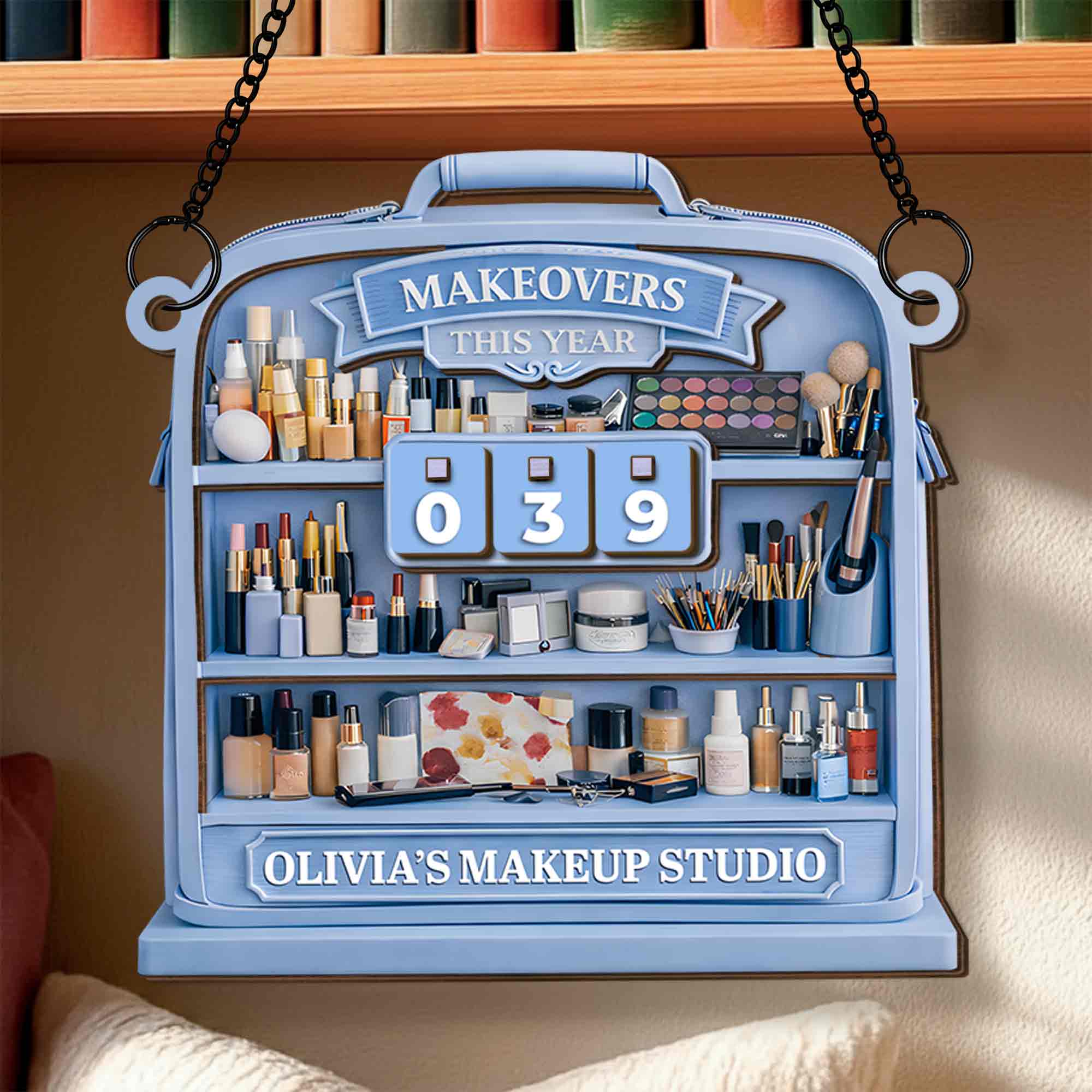 Makeovers This Year Makeup Studio Personalized Vanity Shelf With Cosmetic Brushes - Personalized Custom Tracker Sign - JBS159_TRASIG - Image 5