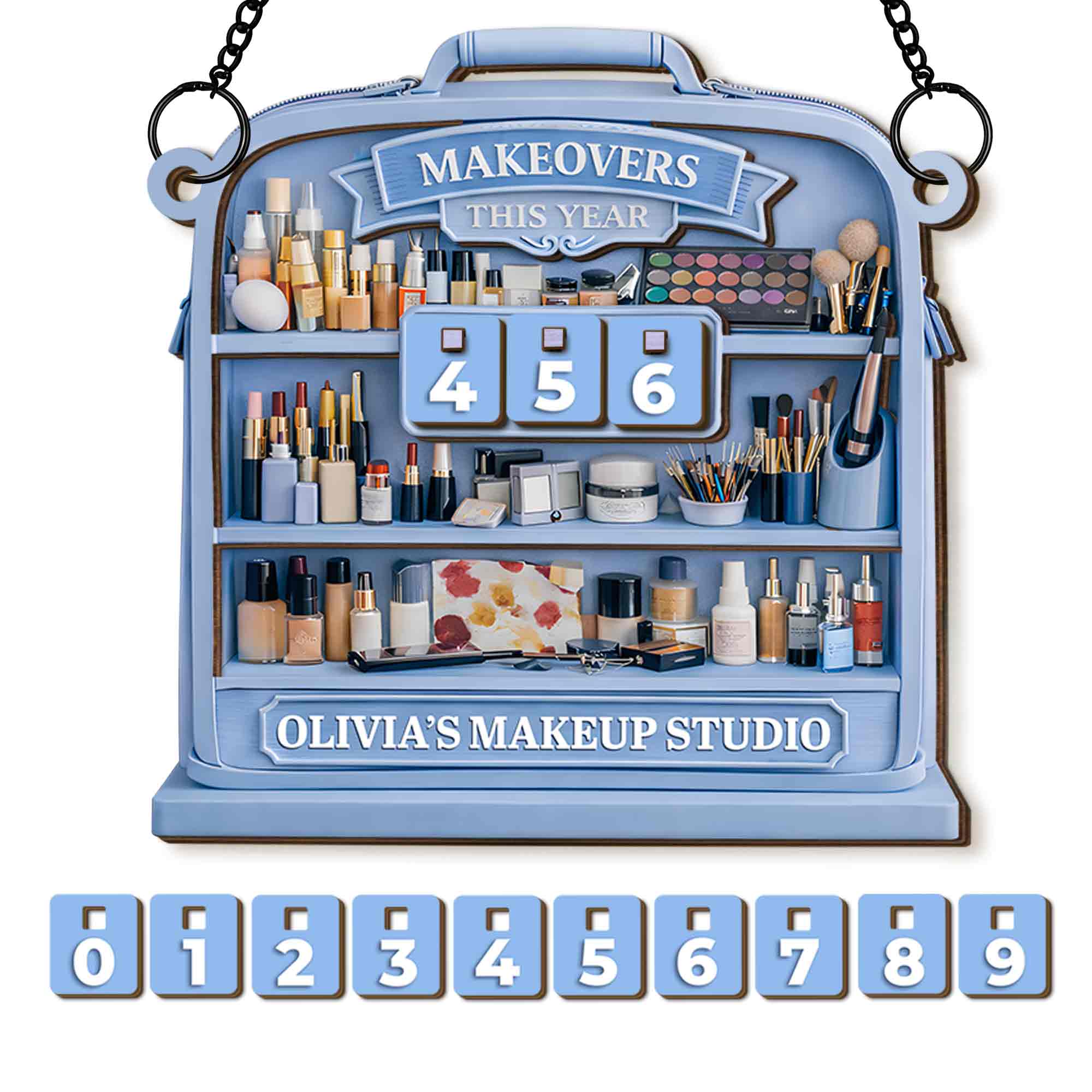 Makeovers This Year Makeup Studio Personalized Vanity Shelf With Cosmetic Brushes - Personalized Custom Tracker Sign - JBS159_TRASIG - Image 7