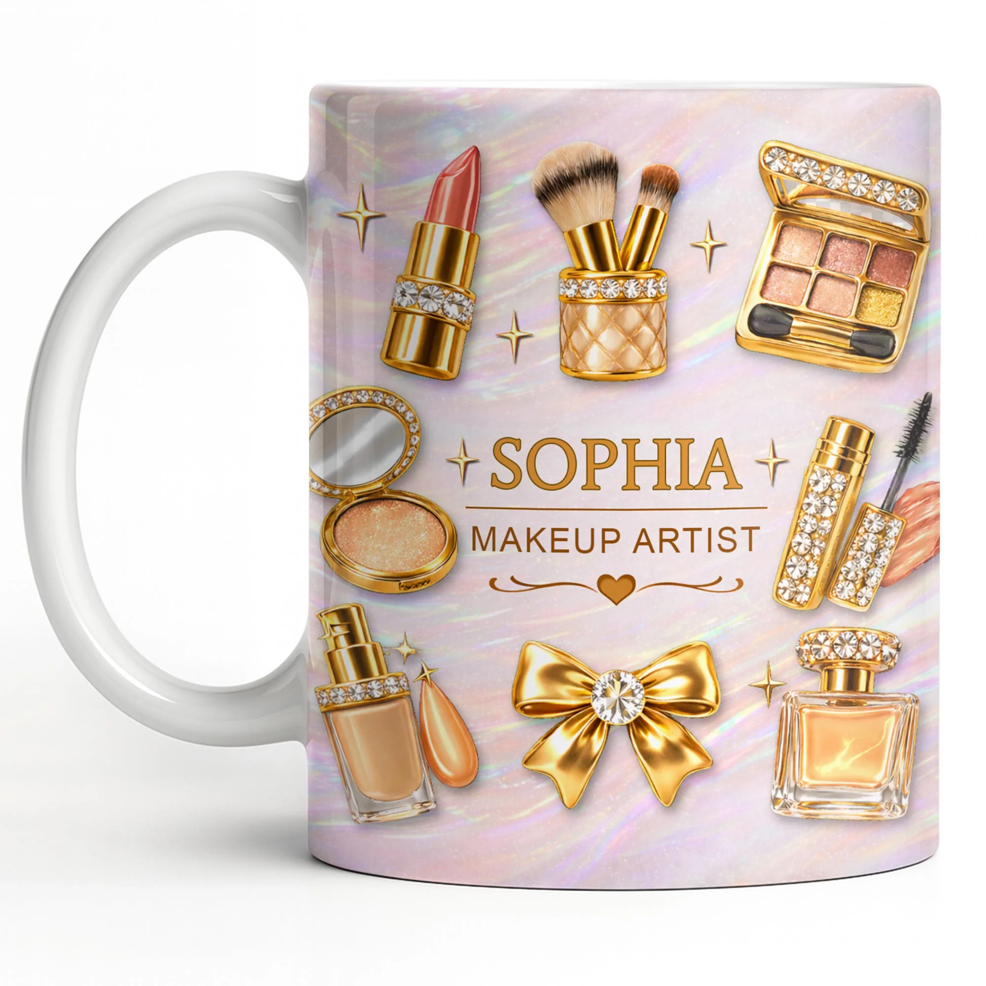Makeup Artist With Lipstick Palette And Brushes Beauty Design - Personalized Custom Coffee Mug - JBS164_MG - Image 12