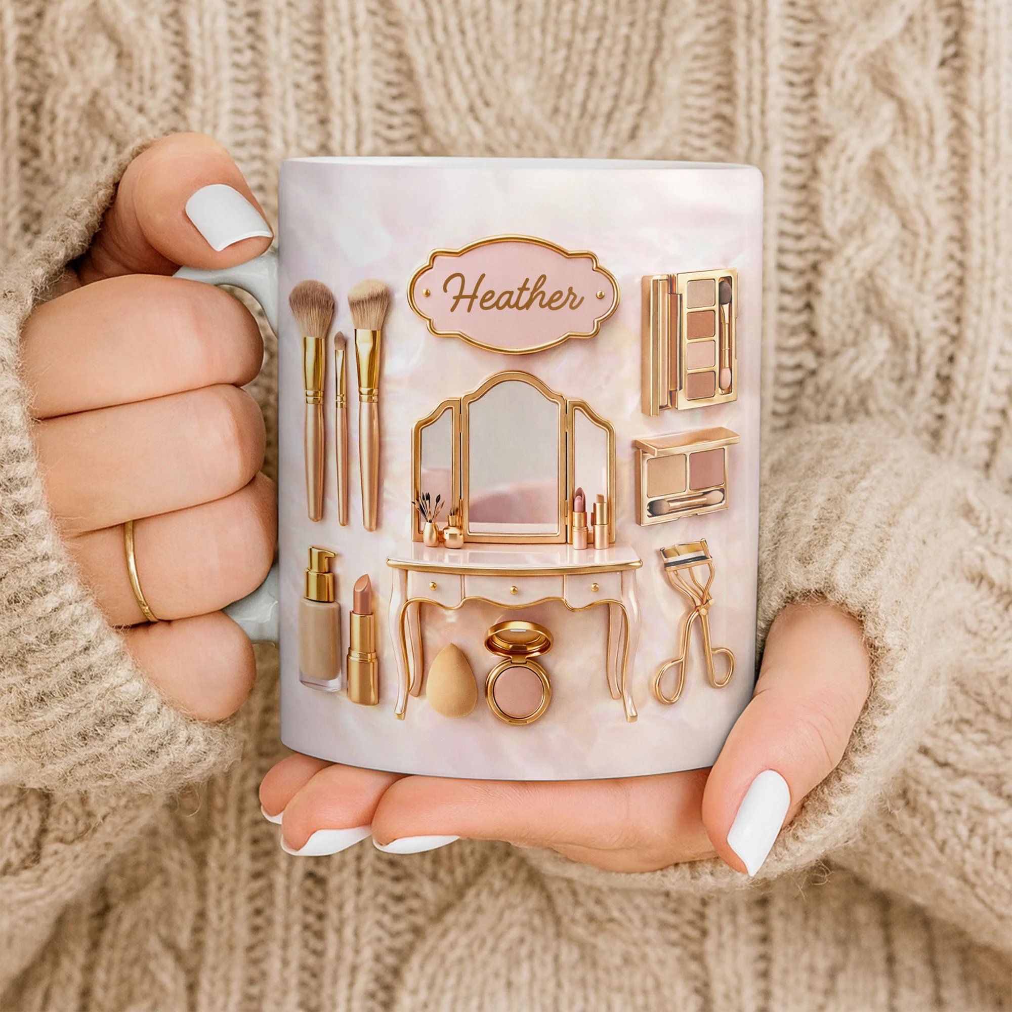 Makeup Is My Art Vanity And Cosmetic Brushes Design - Personalized Custom Coffee Mug - HOB152_MG - Image 10