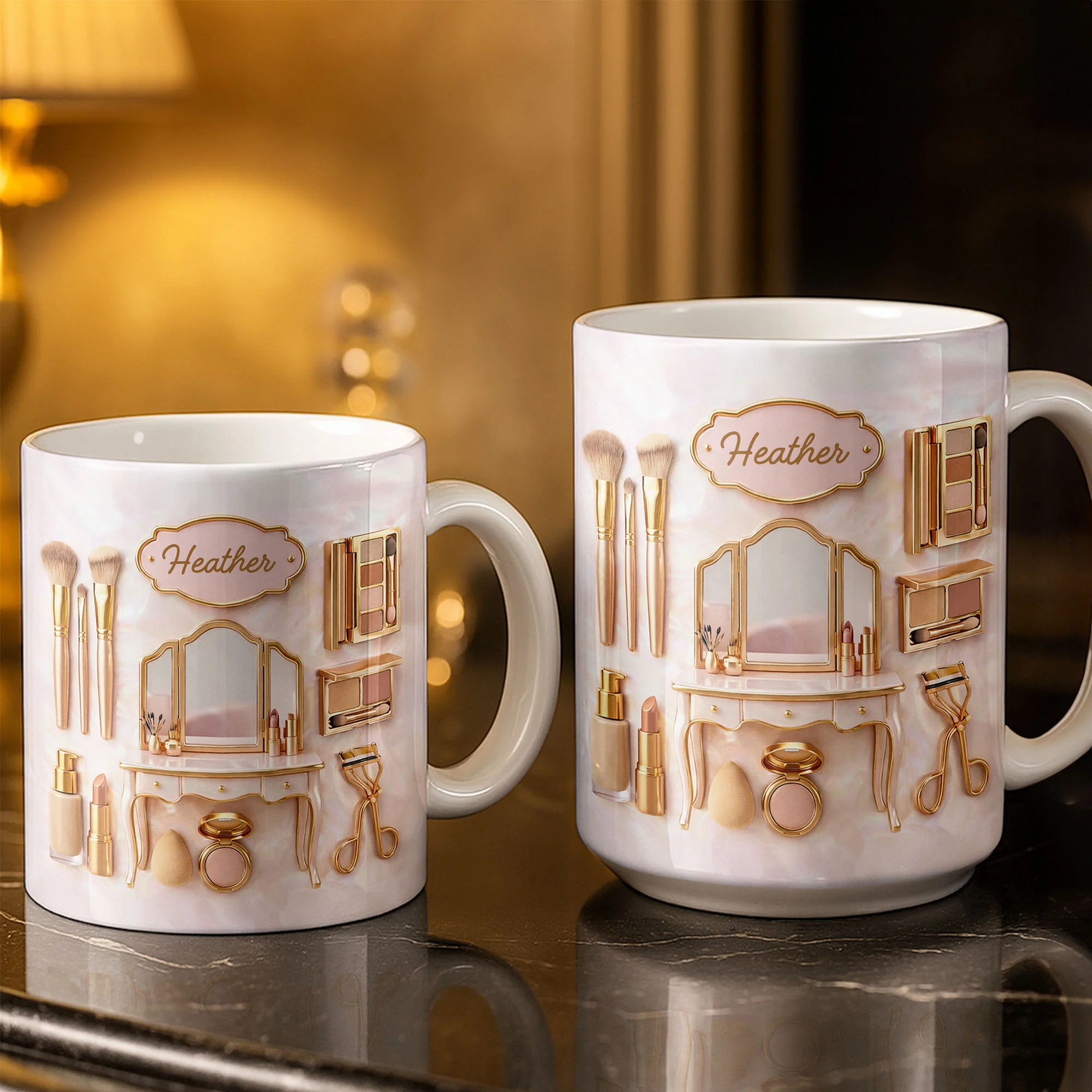 Makeup Is My Art Vanity And Cosmetic Brushes Design - Personalized Custom Coffee Mug - HOB152_MG - Image 4