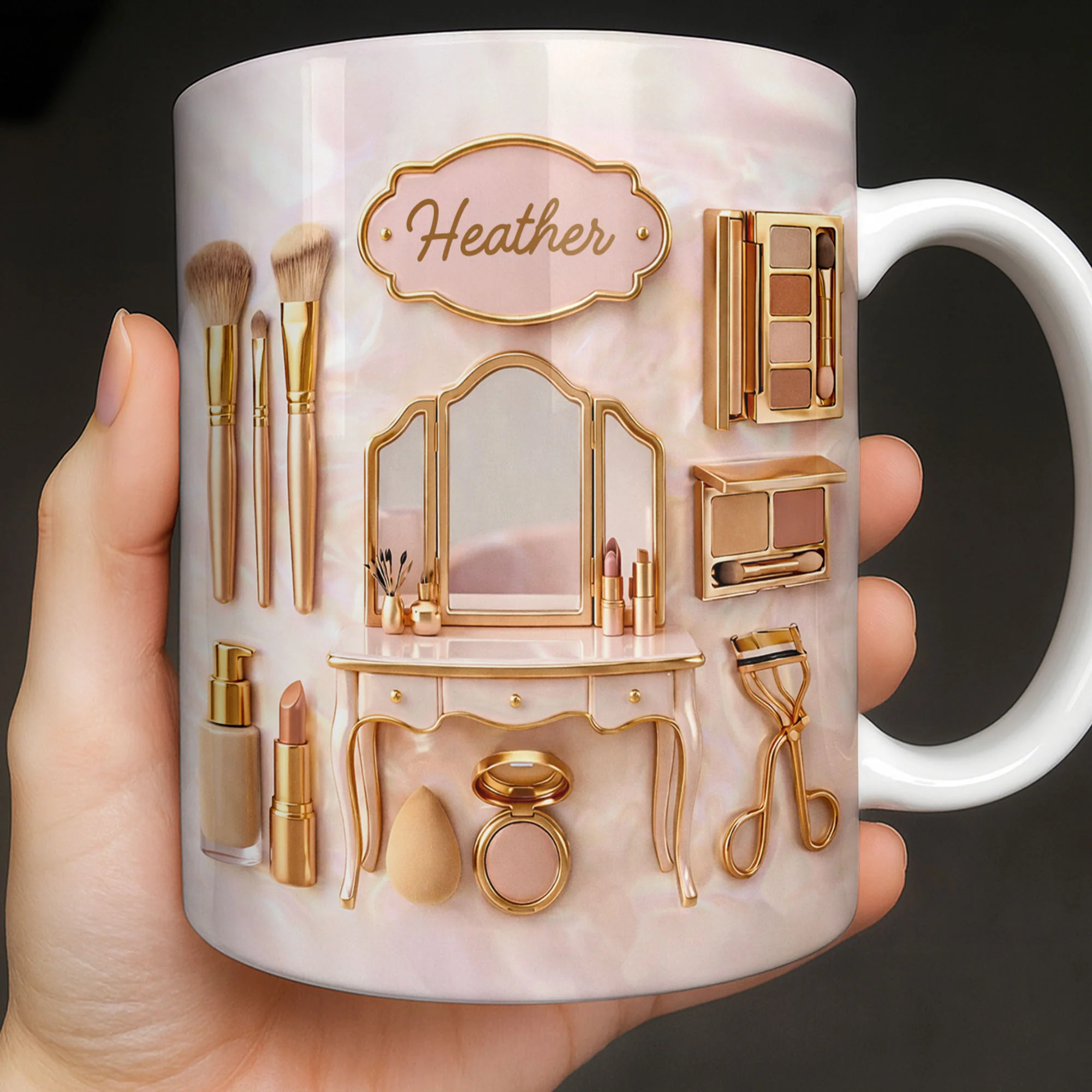 Makeup Is My Art Vanity And Cosmetic Brushes Design - Personalized Custom Coffee Mug - HOB152_MG - Image 5