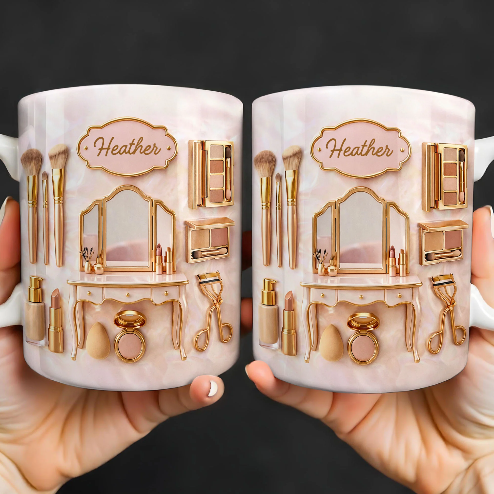 Makeup Is My Art Vanity And Cosmetic Brushes Design - Personalized Custom Coffee Mug - HOB152_MG - Image 6