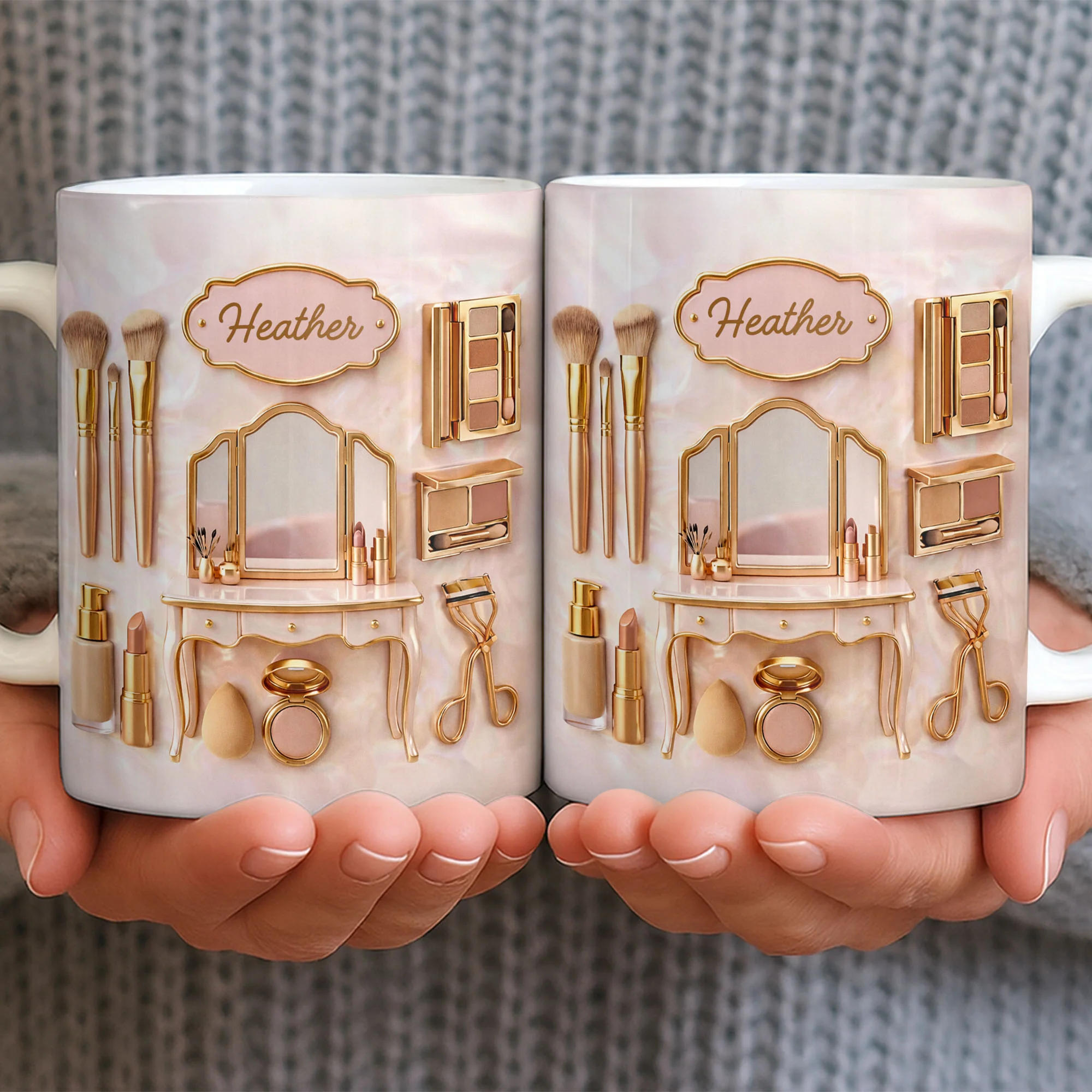 Makeup Is My Art Vanity And Cosmetic Brushes Design - Personalized Custom Coffee Mug - HOB152_MG - Image 7