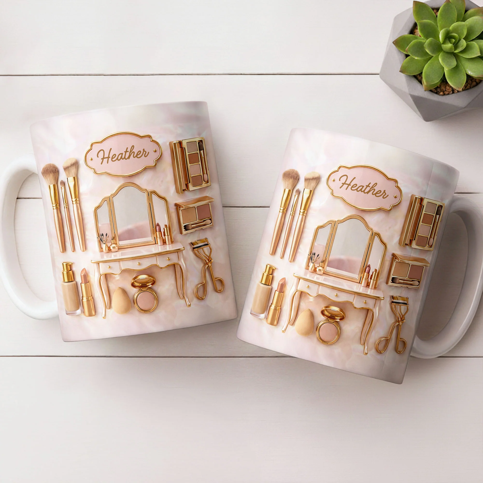 Makeup Is My Art Vanity And Cosmetic Brushes Design - Personalized Custom Coffee Mug - HOB152_MG - Image 8