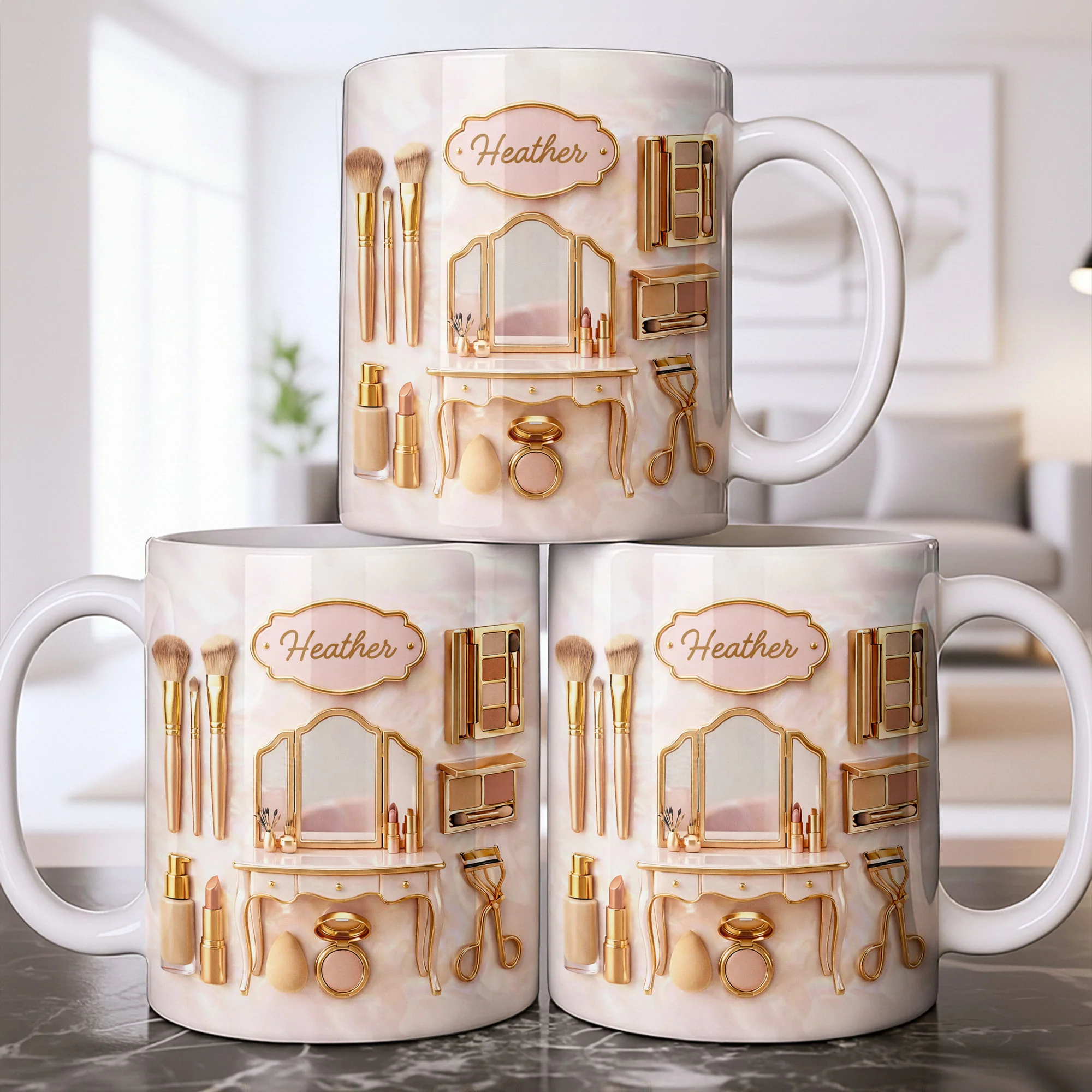 Makeup Is My Art Vanity And Cosmetic Brushes Design - Personalized Custom Coffee Mug - HOB152_MG - Image 9
