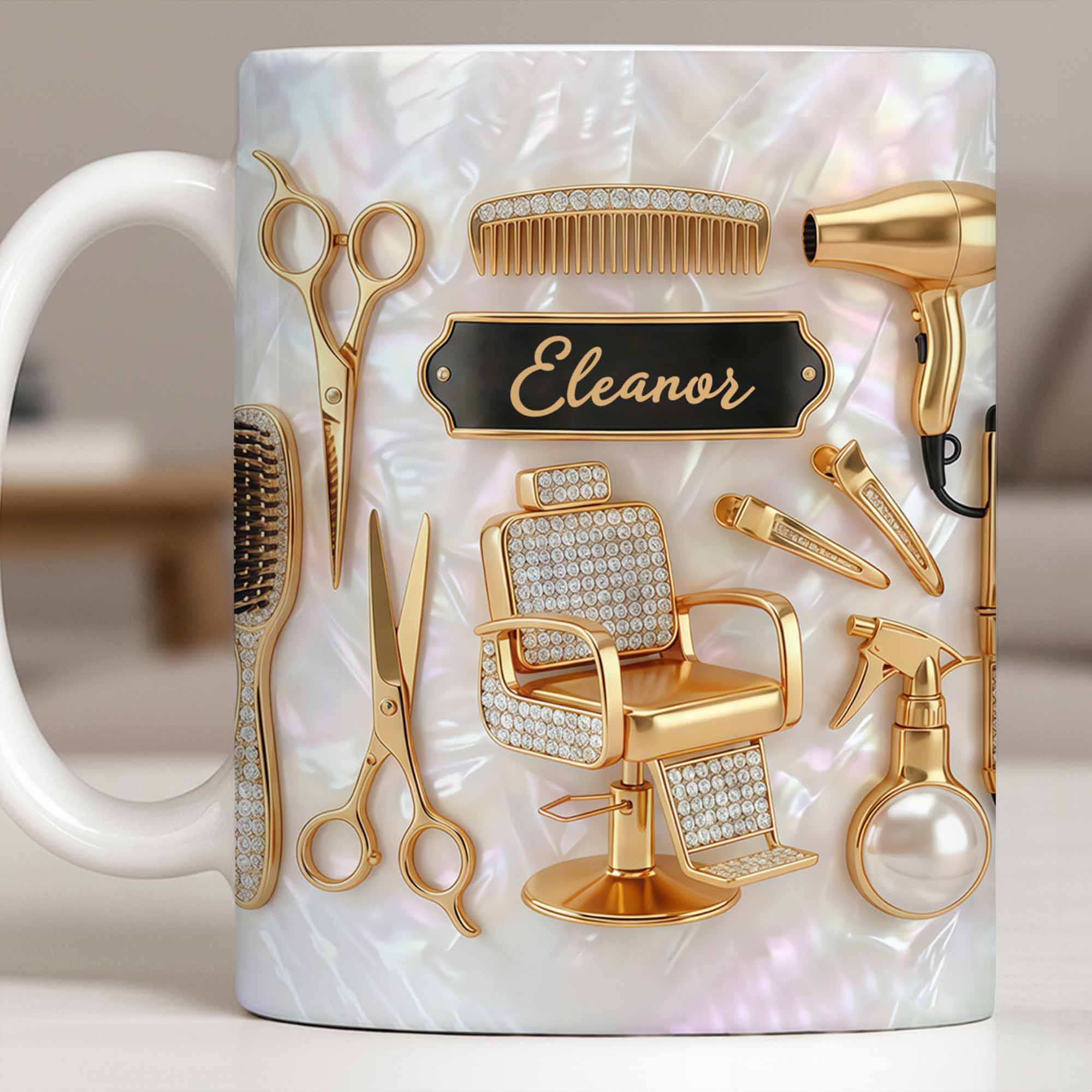 Master of Style Gold Salon Chair Scissors and Professional Hair Artistry - Personalized Custom Coffee Mug - JBS132_MG - Image 10