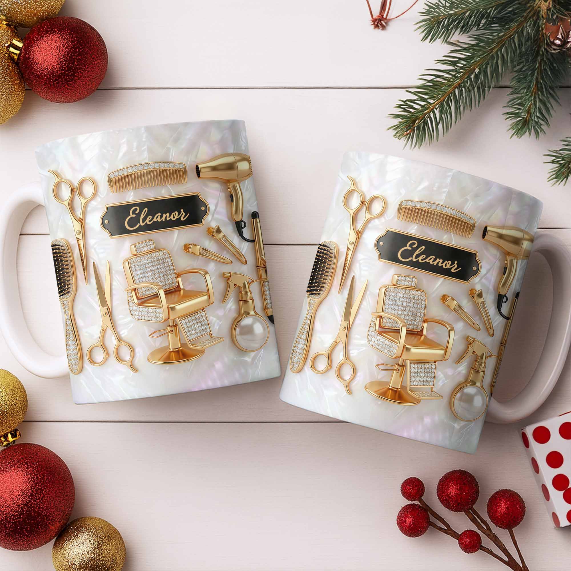 Master of Style Gold Salon Chair Scissors and Professional Hair Artistry - Personalized Custom Coffee Mug - JBS132_MG - Image 7