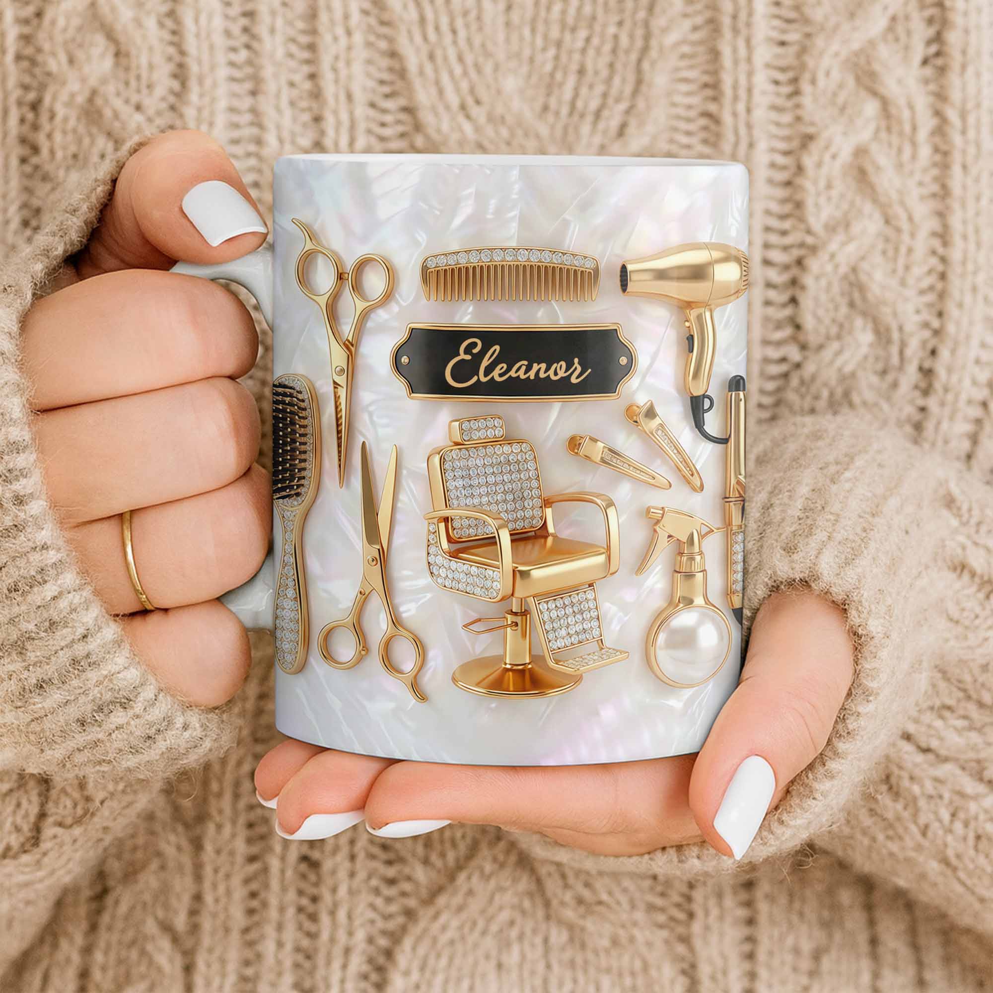 Master of Style Gold Salon Chair Scissors and Professional Hair Artistry - Personalized Custom Coffee Mug - JBS132_MG - Image 9