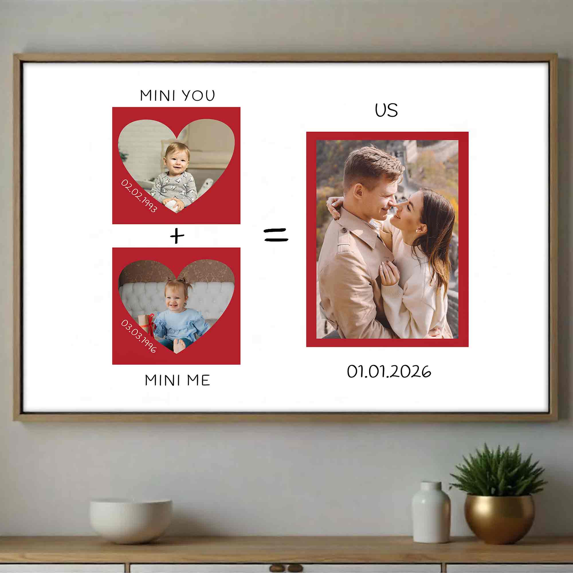 Mini You Plus Mini Me Equals Us Heart Photo Collage - Personalized Custom Horizontal Poster - CPL1395_HPOS - Image 3