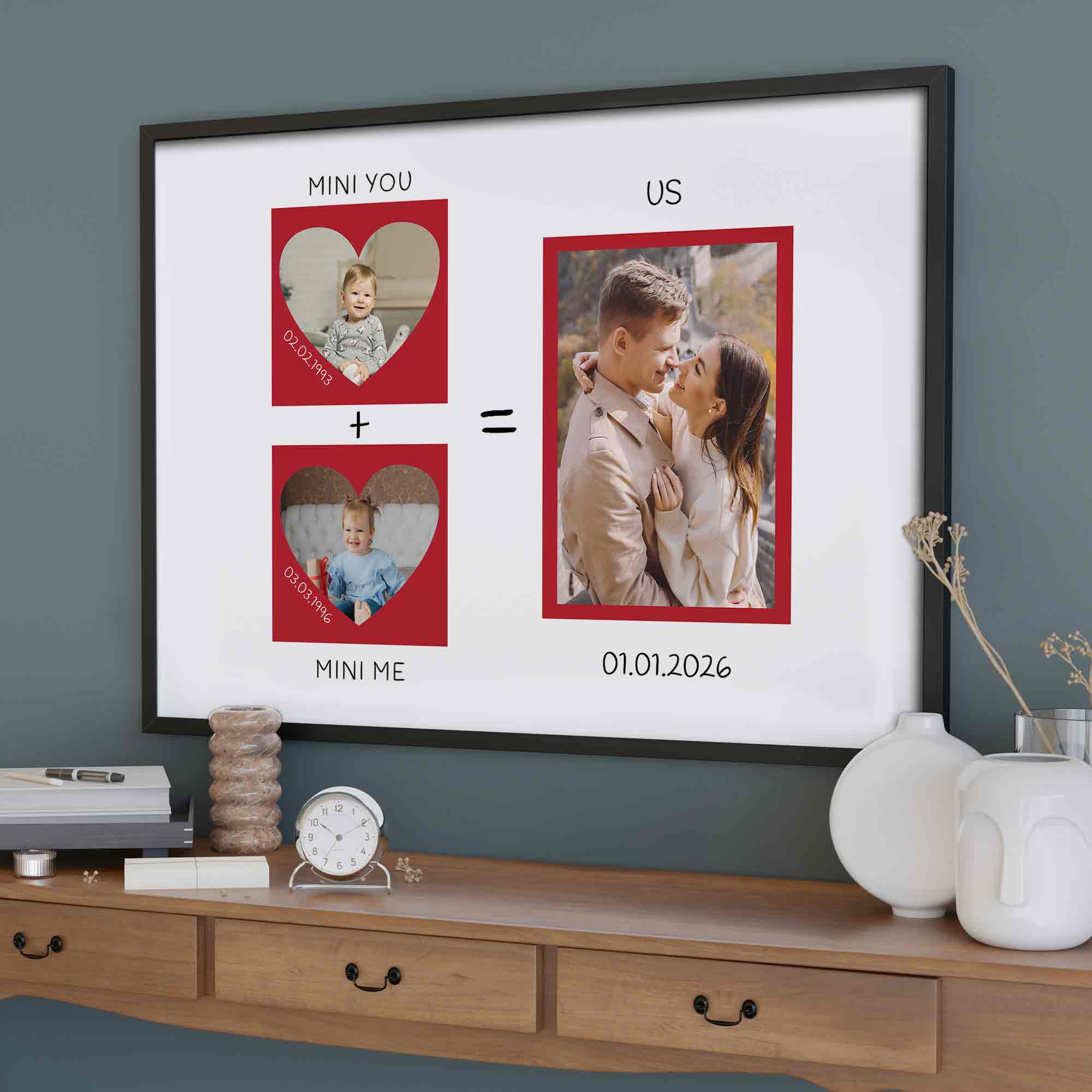 Mini You Plus Mini Me Equals Us Heart Photo Collage - Personalized Custom Horizontal Poster - CPL1395_HPOS - Image 4