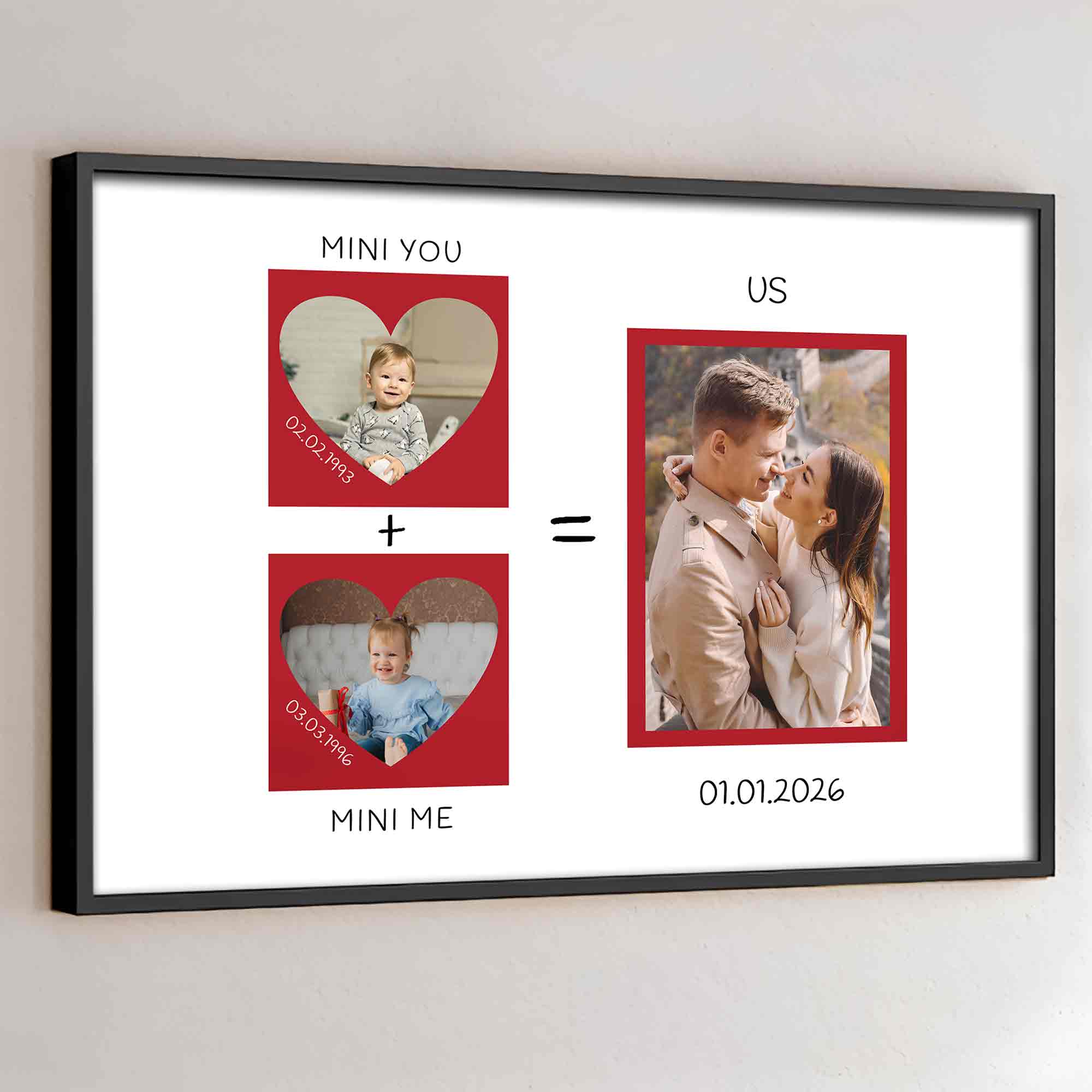 Mini You Plus Mini Me Equals Us Heart Photo Collage - Personalized Custom Horizontal Poster - CPL1395_HPOS - Image 5
