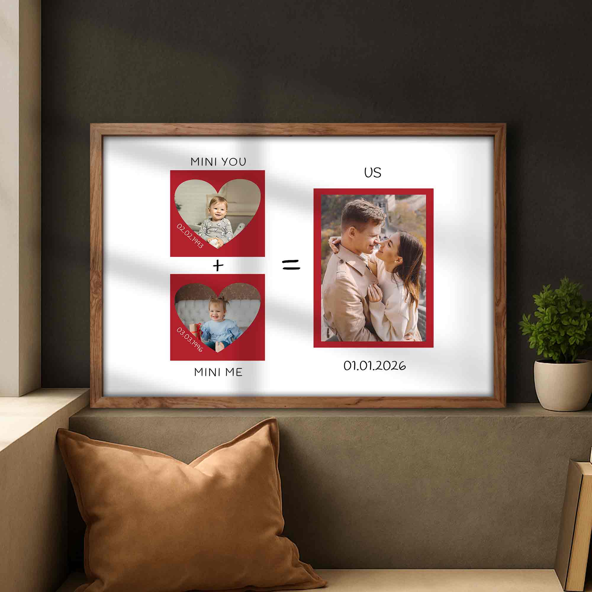 Mini You Plus Mini Me Equals Us Heart Photo Collage - Personalized Custom Horizontal Poster - CPL1395_HPOS - Image 6