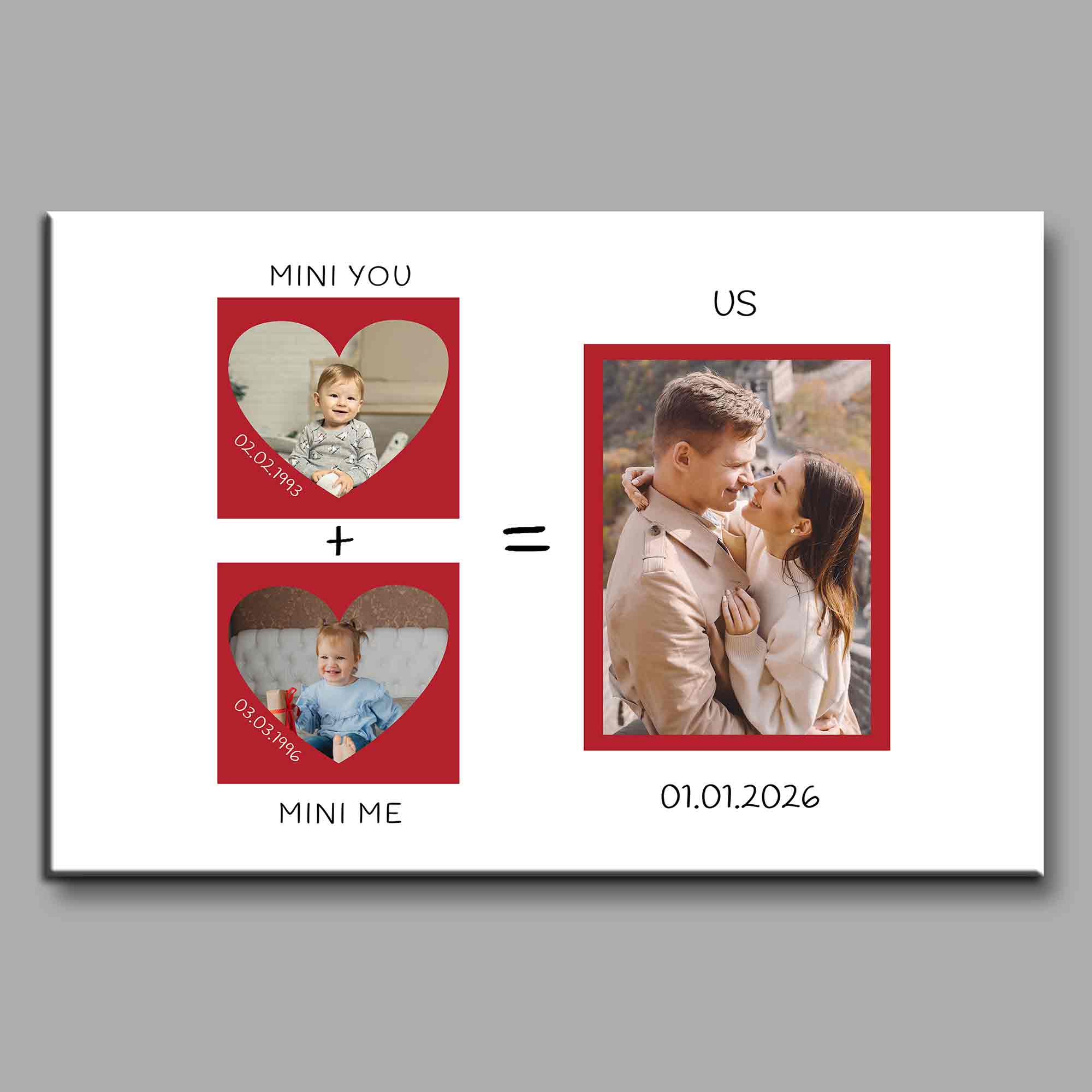 Mini You Plus Mini Me Equals Us Heart Photo Collage - Personalized Custom Horizontal Poster - CPL1395_HPOS - Image 8