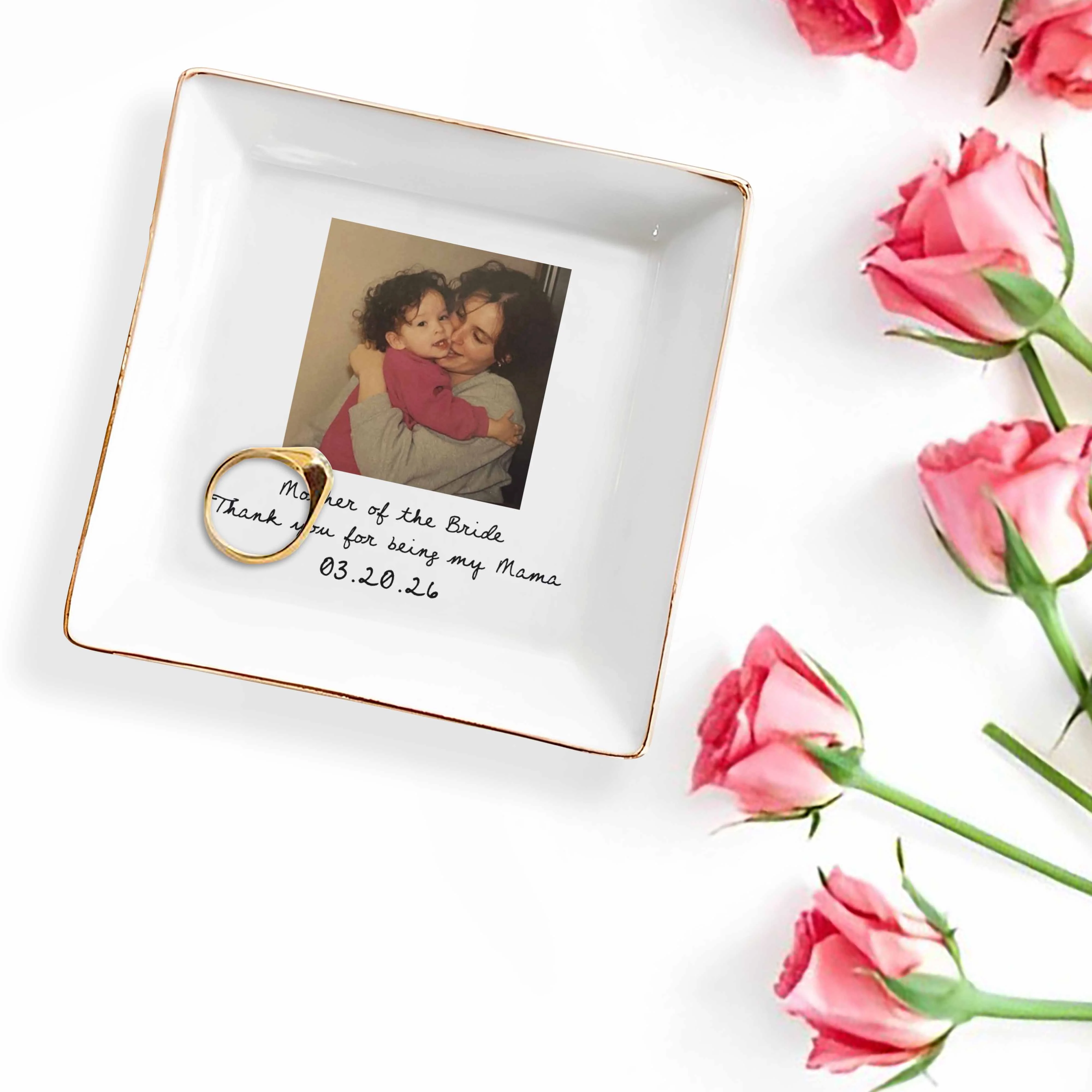 Mother Of The Bride Thank You For Being My Mama Custom Photo - Personalized Custom Jewelry Dish, Square Ceramic Dish - MOM207_SCRD - Image 3