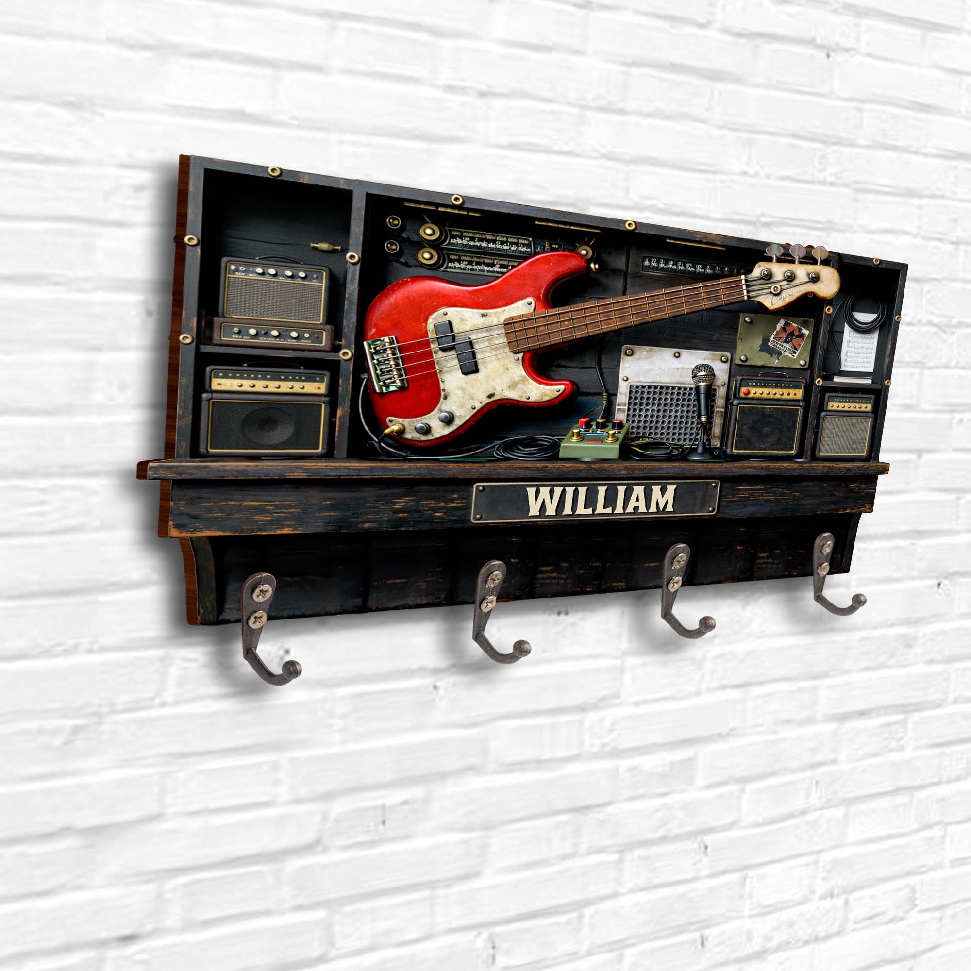Music Is Life Rock Your World Bass Guitar And Amplifier - Personalized Key Holder - MUSIC021_KHO - Image 5