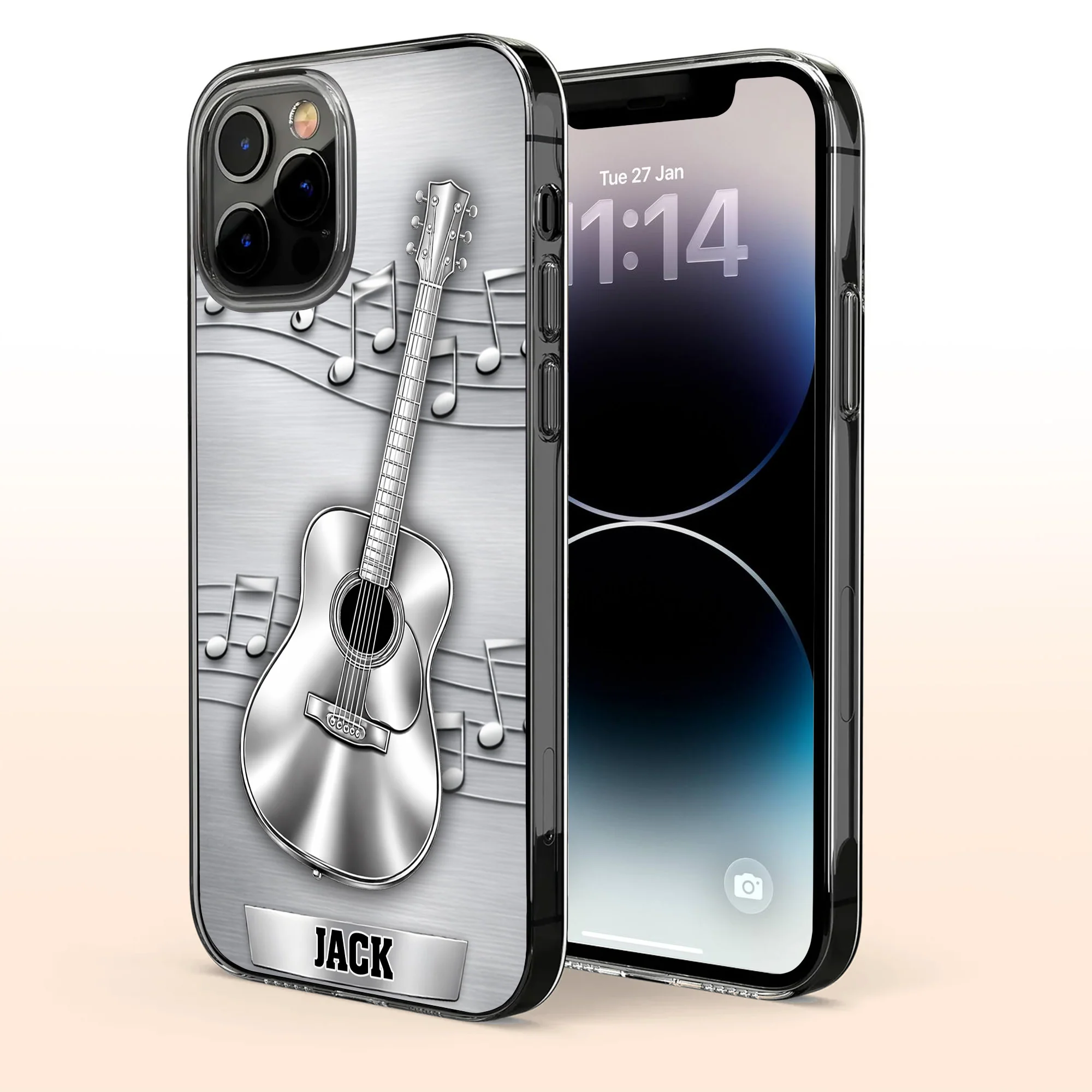 Music Is The Language Of The Soul Metallic Acoustic Guitar - Personalized Clear Phone Case - MUSIC022_PHC - Image 3