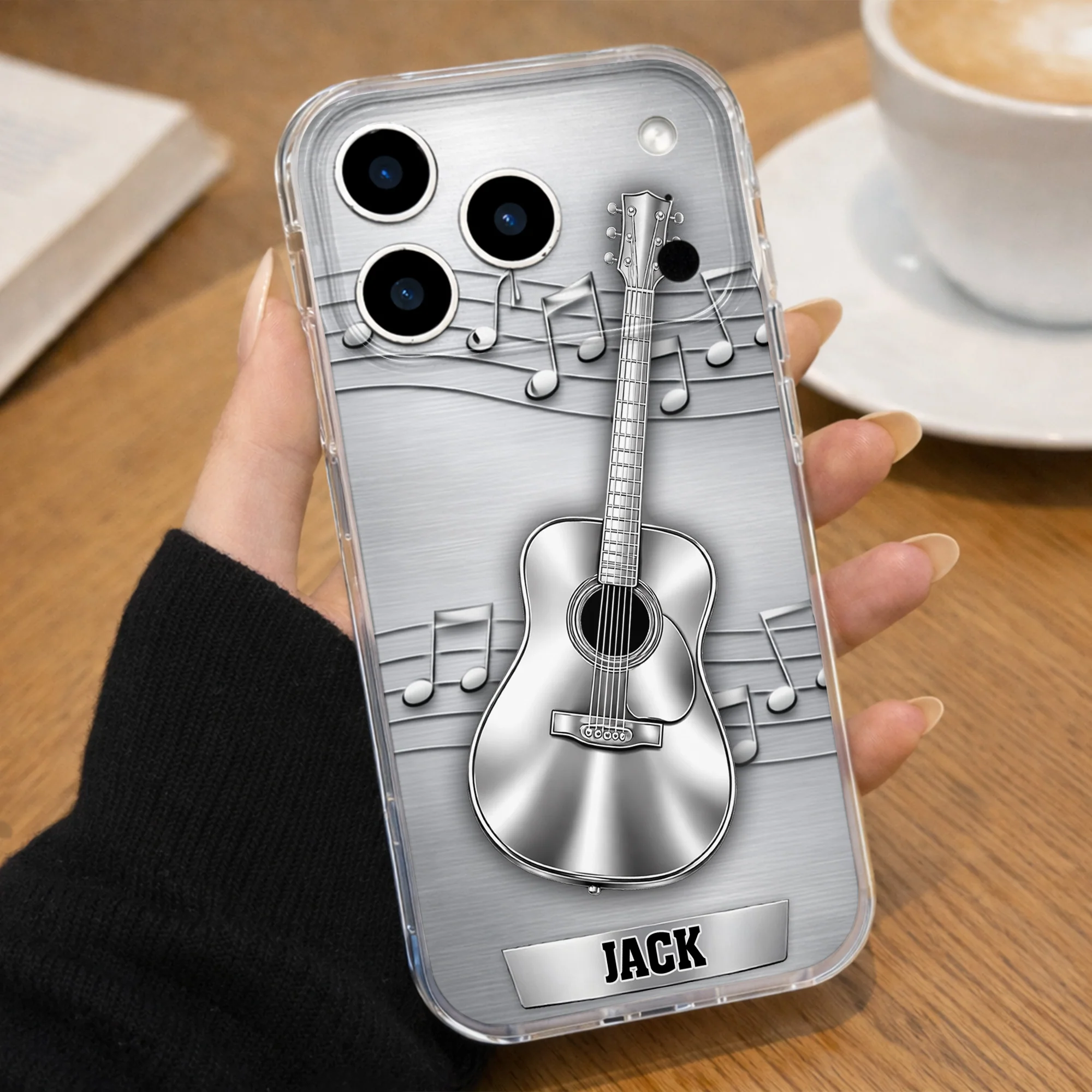 Music Is The Language Of The Soul Metallic Acoustic Guitar - Personalized Clear Phone Case - MUSIC022_PHC - Image 6