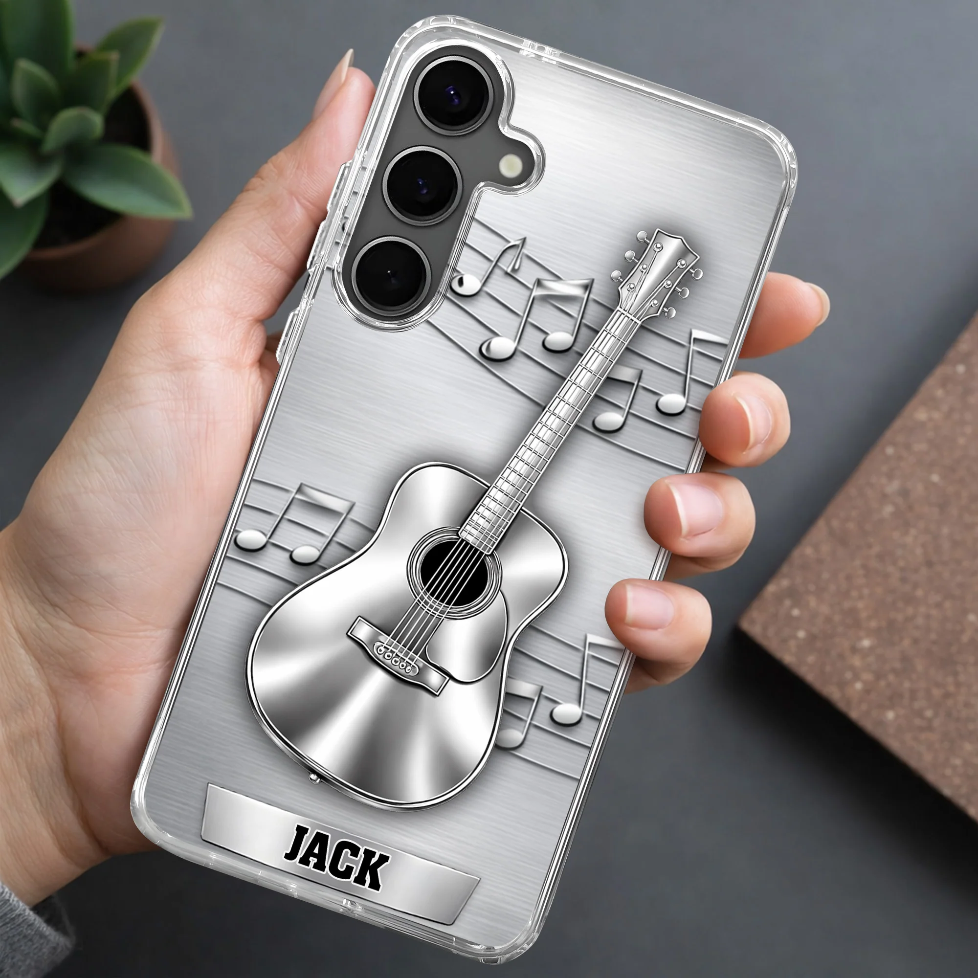 Music Is The Language Of The Soul Metallic Acoustic Guitar - Personalized Clear Phone Case - MUSIC022_PHC - Image 8