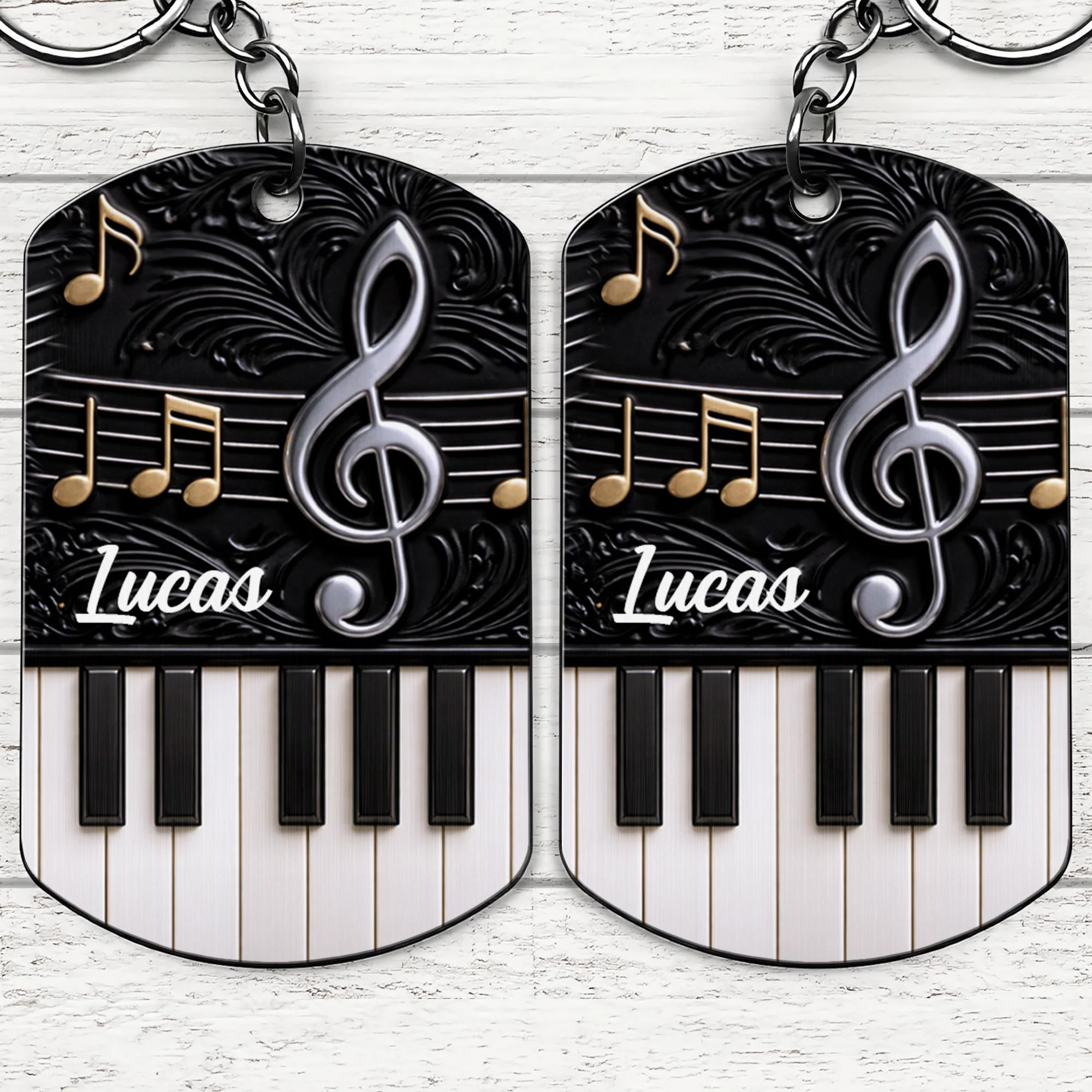 Music Is The Language Of The Soul Piano Keys And Music Notes Clef - Personalized Stainless Steel Keychain - MUSIC024_KCX - Image 7