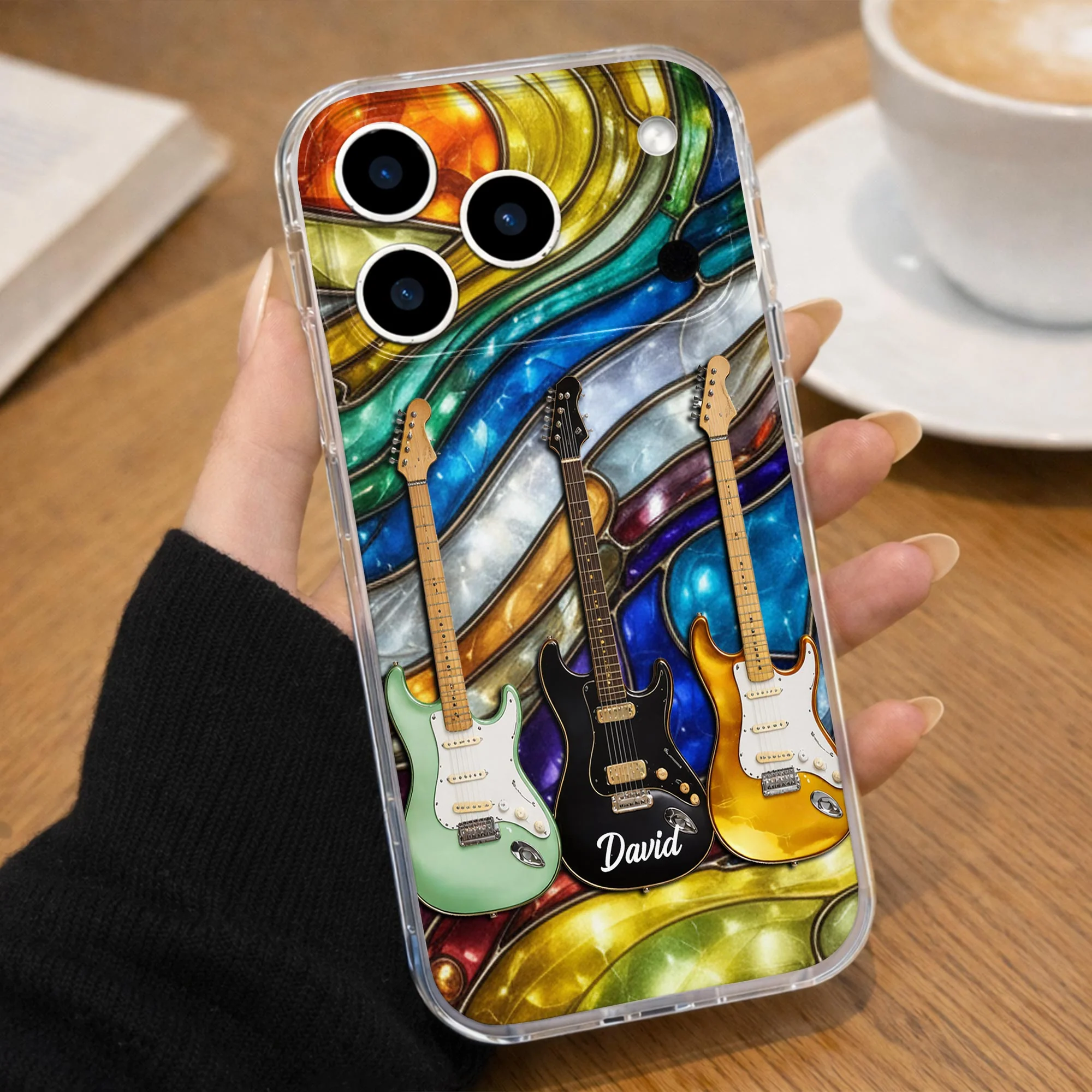 Music Is The Soul Of The Universe Stained Glass Electric Guitars Design - Personalized Clear Phone Case - MUSIC041_PHC - Image 6
