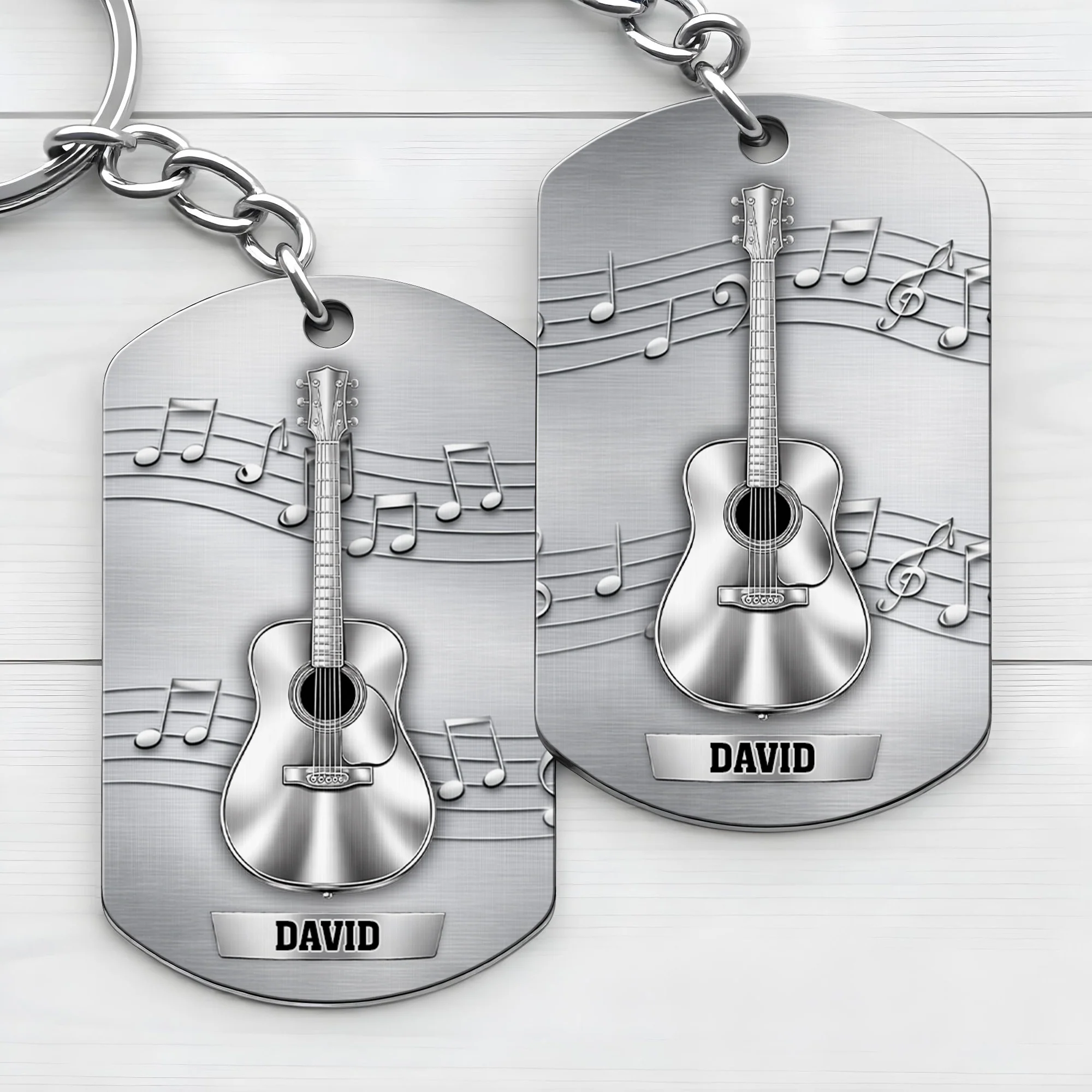 Music Is The Sound Of The Soul Acoustic Guitar And Notes - Personalized Stainless Steel Keychain - MUSIC022_KCX - Image 5