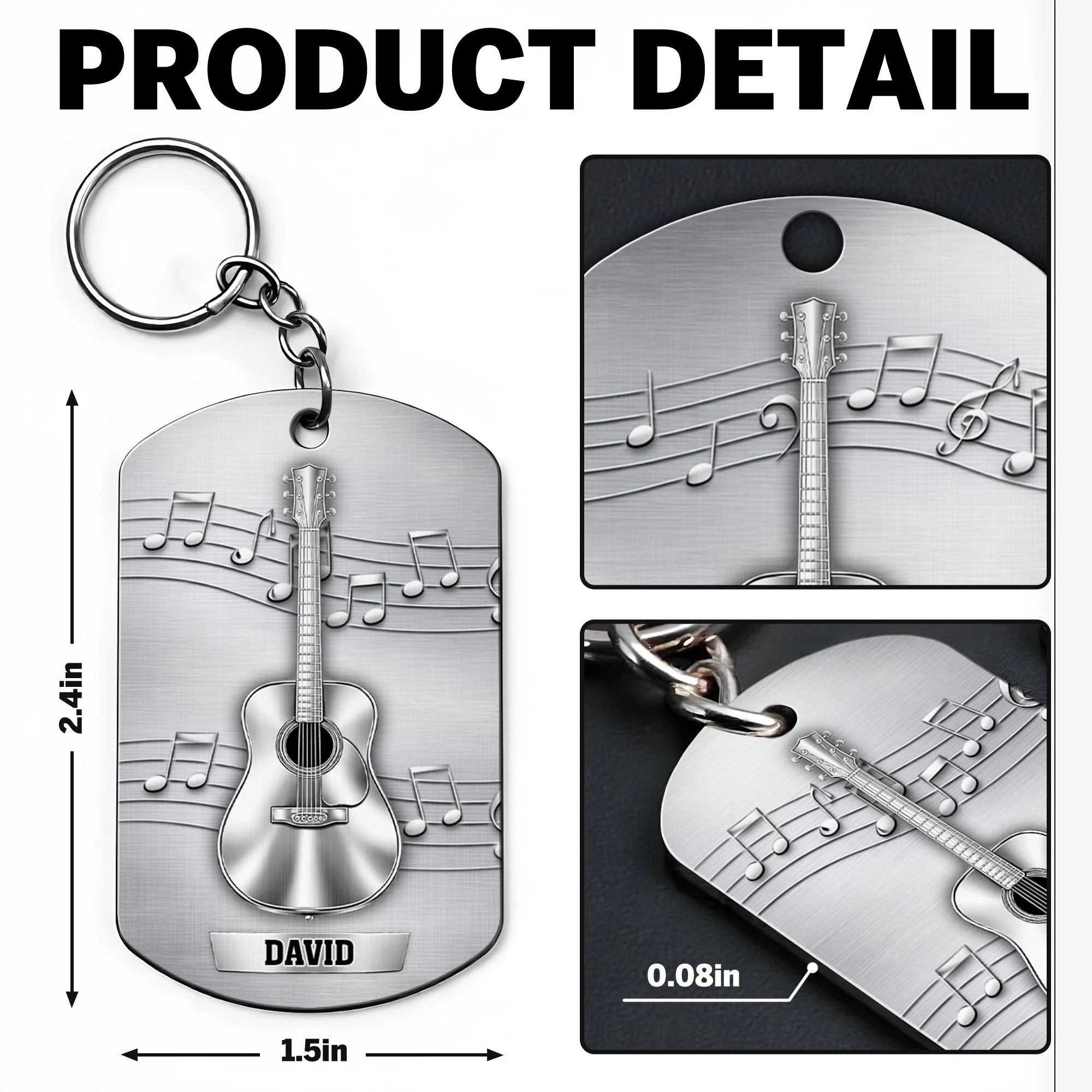 Music Is The Sound Of The Soul Acoustic Guitar And Notes - Personalized Stainless Steel Keychain - MUSIC022_KCX - Image 7
