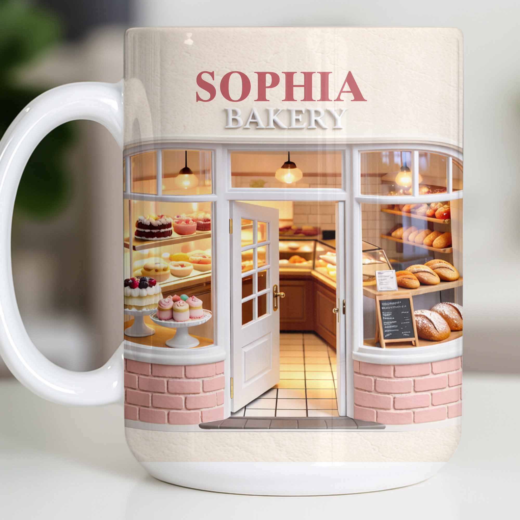 My Bakery Custom Storefront With Cakes And Bread - Personalized Custom Coffee Mug - HOB132_MG - Image 11