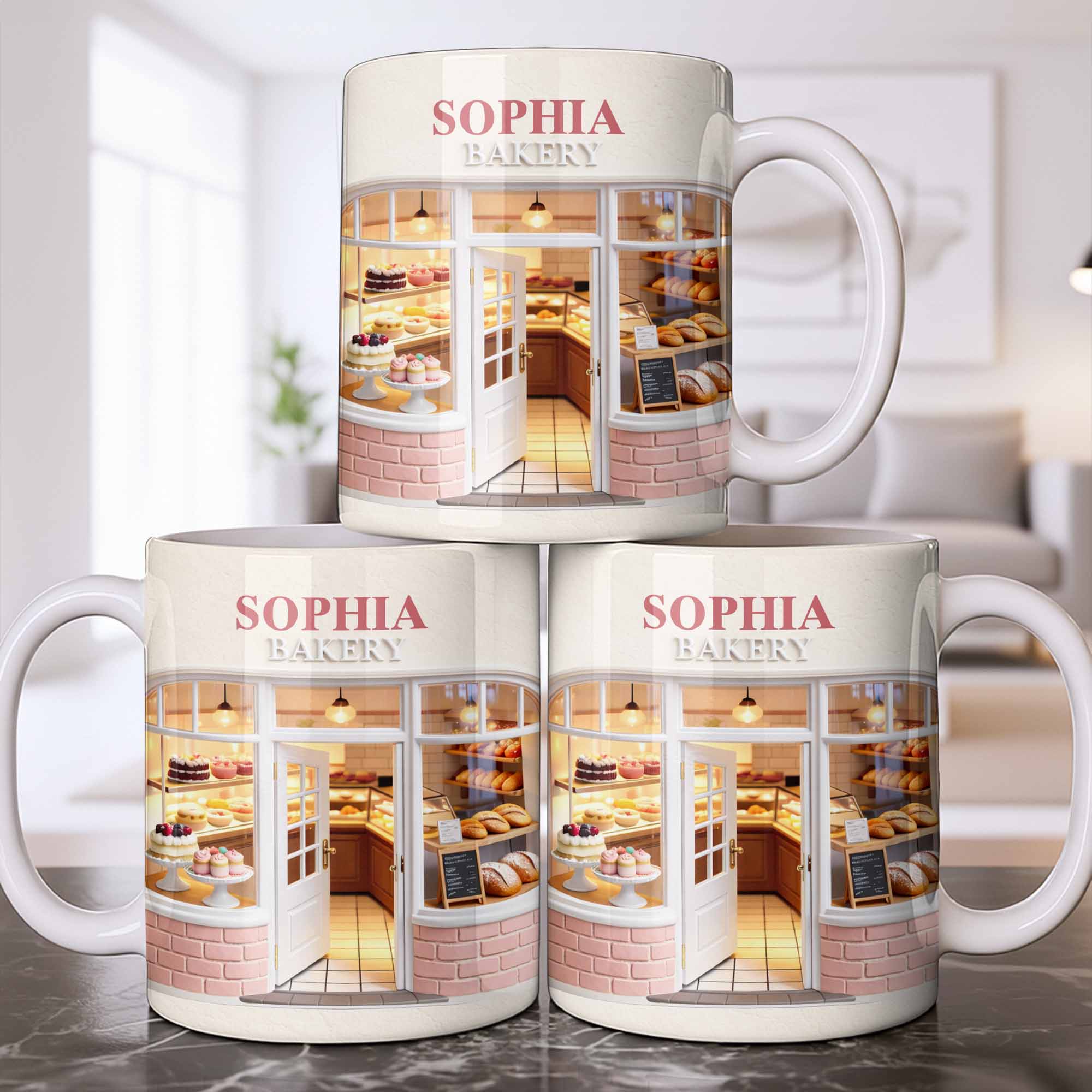 My Bakery Custom Storefront With Cakes And Bread - Personalized Custom Coffee Mug - HOB132_MG - Image 6