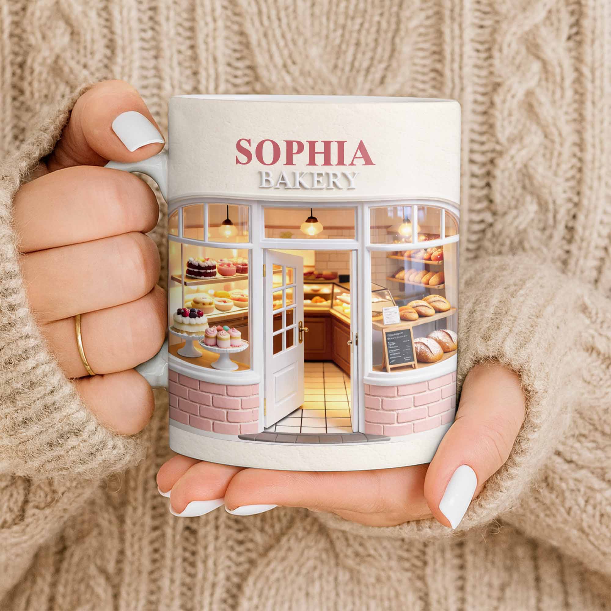 My Bakery Custom Storefront With Cakes And Bread - Personalized Custom Coffee Mug - HOB132_MG - Image 7