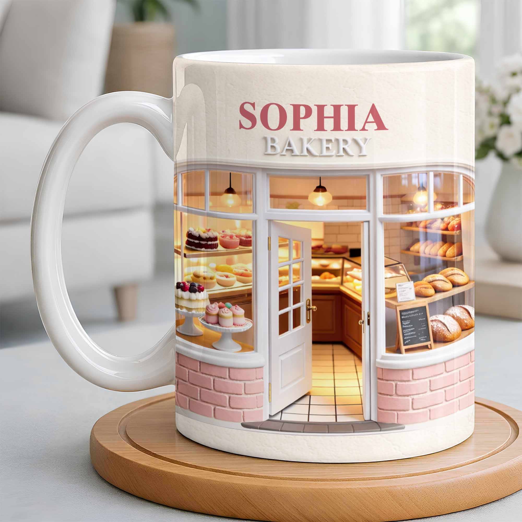 My Bakery Custom Storefront With Cakes And Bread - Personalized Custom Coffee Mug - HOB132_MG - Image 8