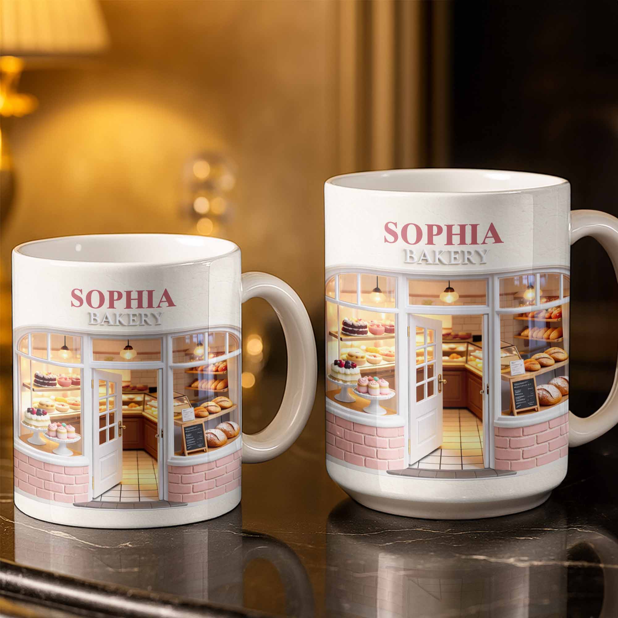 My Bakery Custom Storefront With Cakes And Bread - Personalized Custom Coffee Mug - HOB132_MG - Image 9