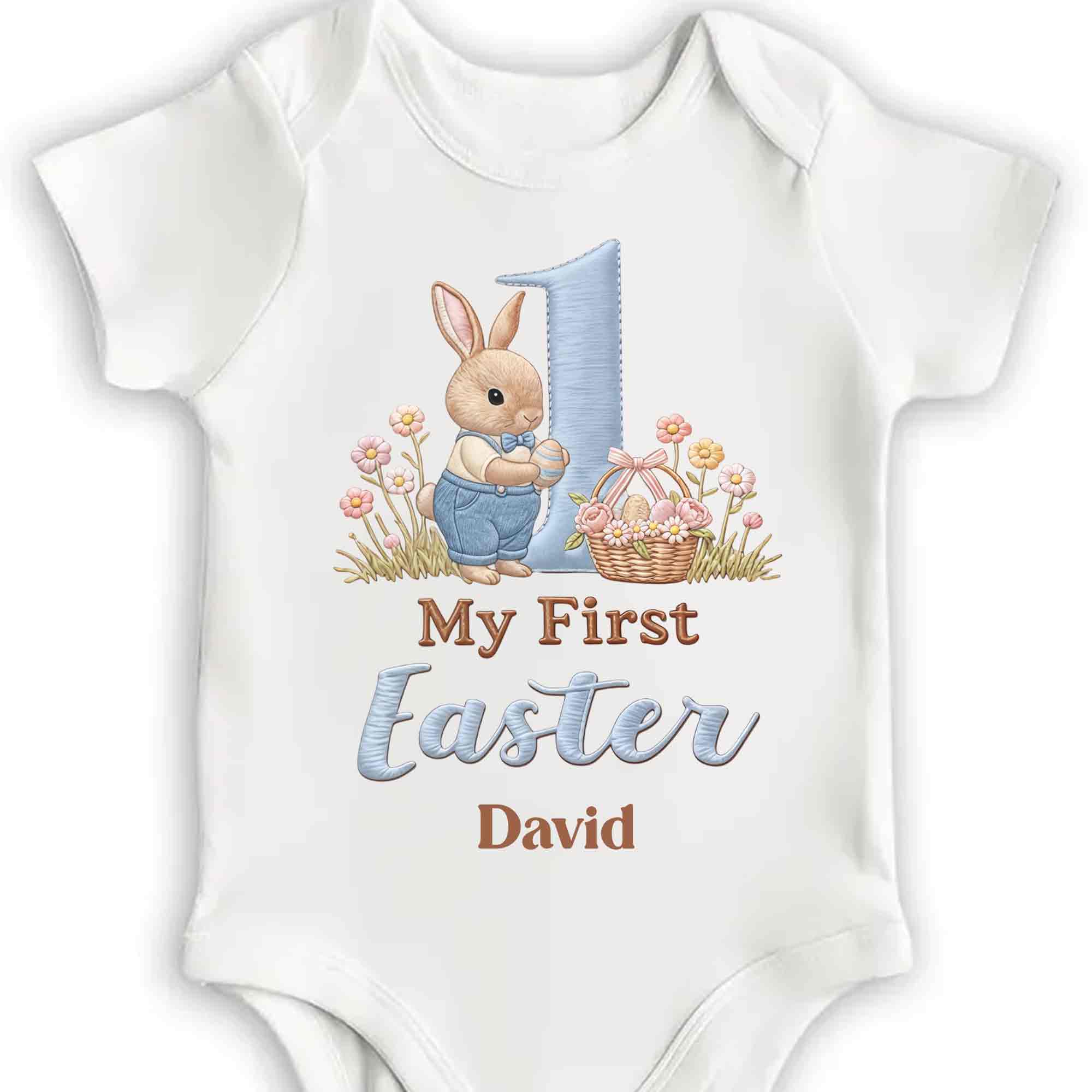 My First Easter Bunny Tutu Number One And Flowers - Personalized Custom Baby Onesie - KID563_ONES - Image 4