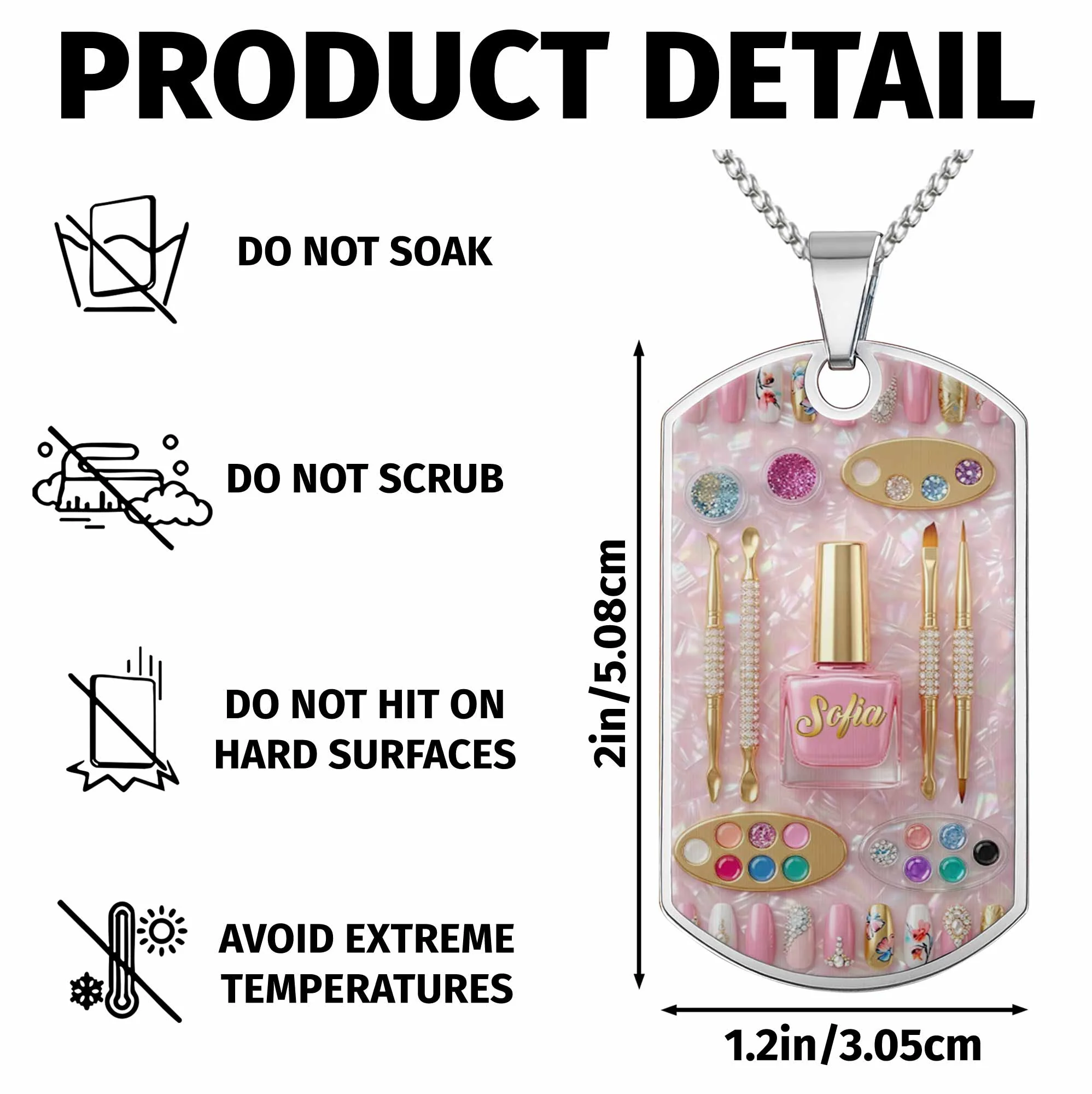 Nail Artist Passion With Polish And Tools Makeup Design - Personalized Custom Dog Tag Necklace - JBS130_DTNECK - Image 8