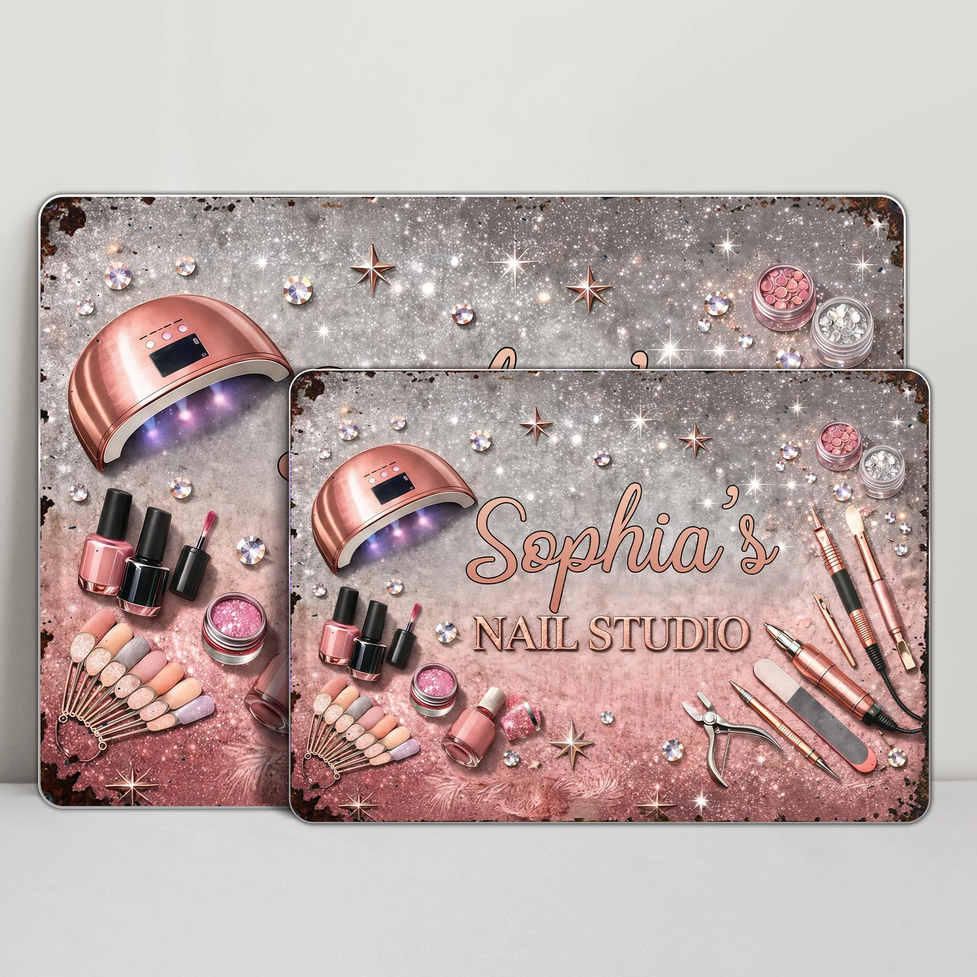 Nail Studio Personalized Manicure Tools And Glitter Stars Design - Personalized Metal Sign - JBS162_MSIGN - Image 5